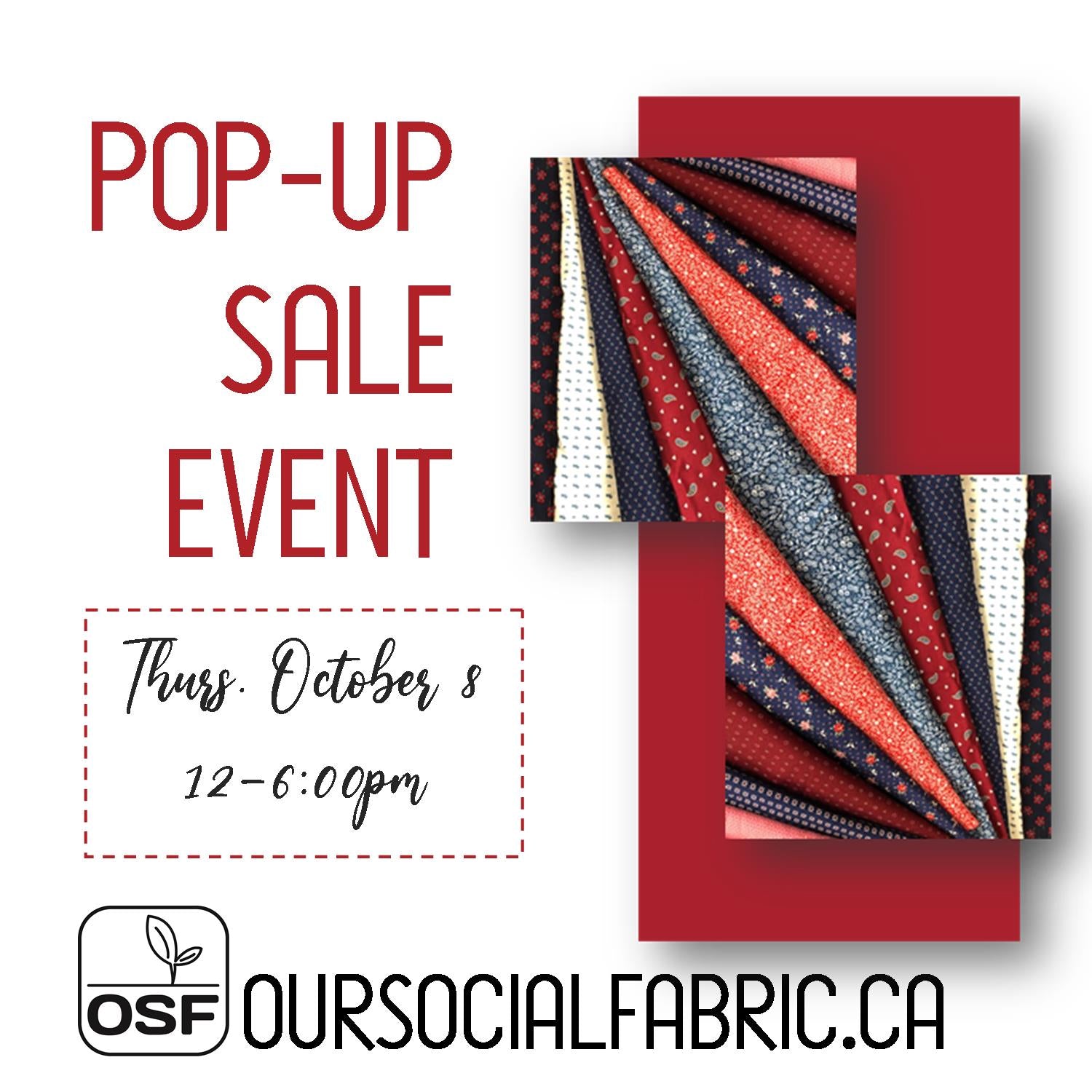 OSF Pop-Up Sale, Thurs Oct 8, 2020, 12-6pm
