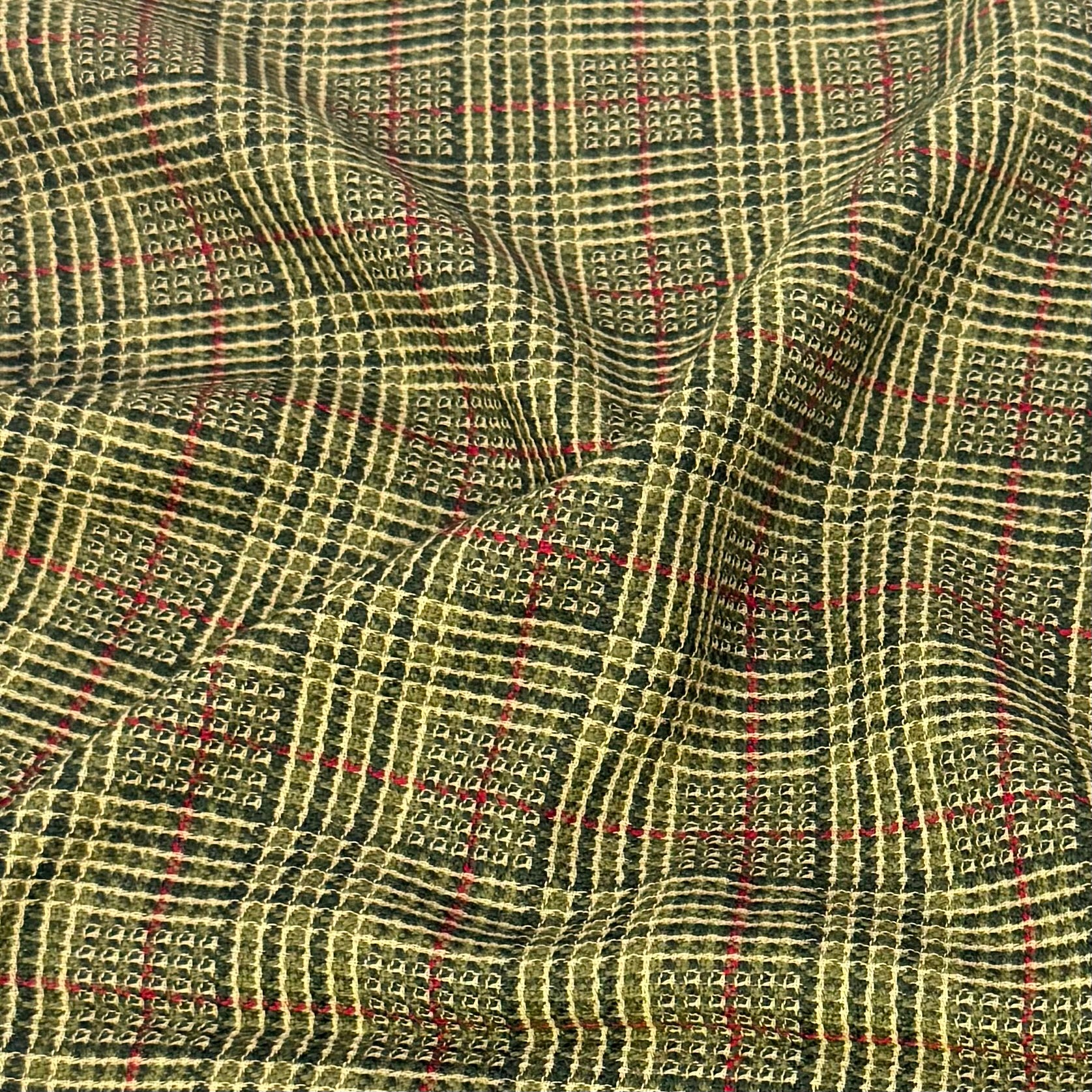 Wool Blend Suiting - Mossy Plaid (WSW0798)