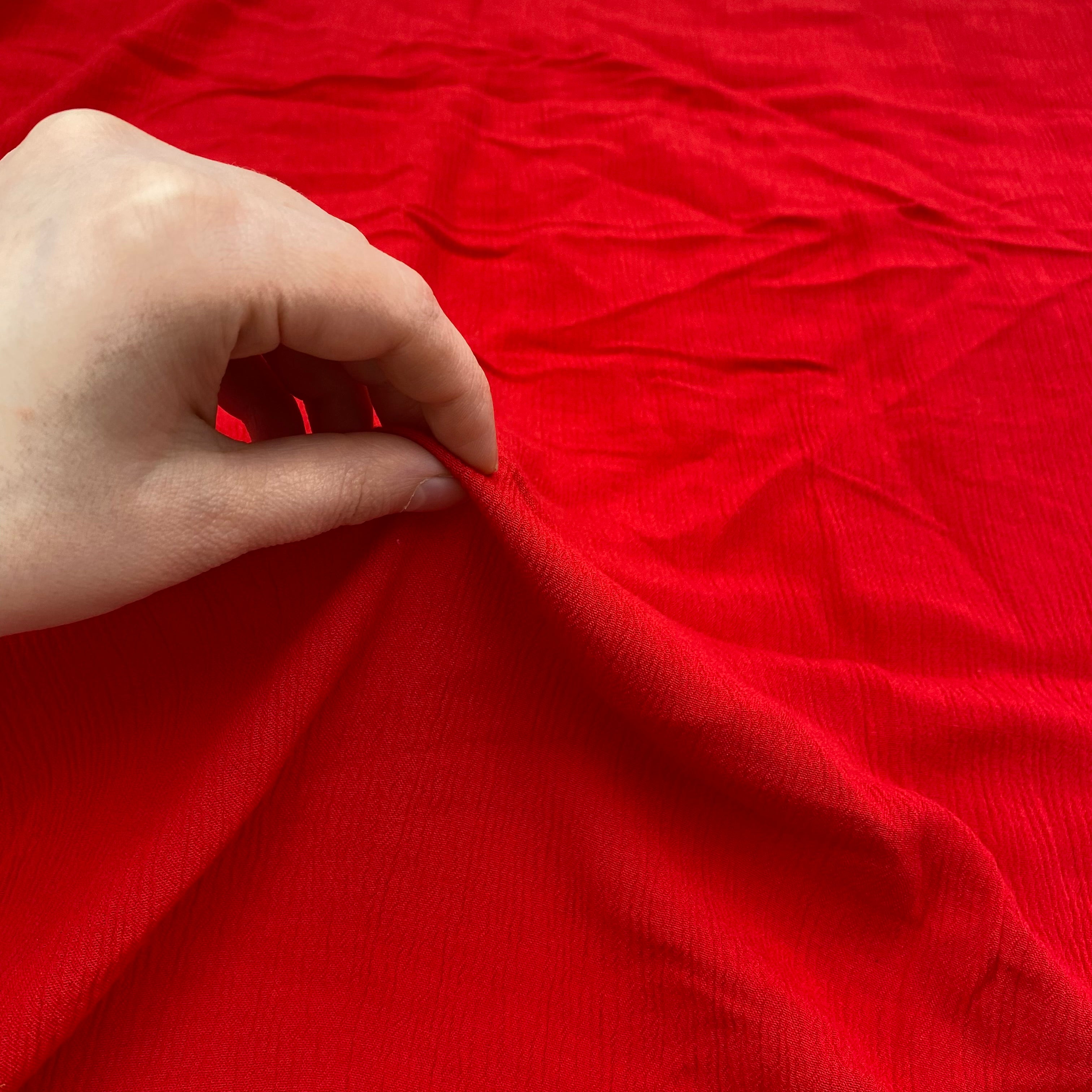 Crinkle Rayon Dress Weight - Bright Red (WDW3375)