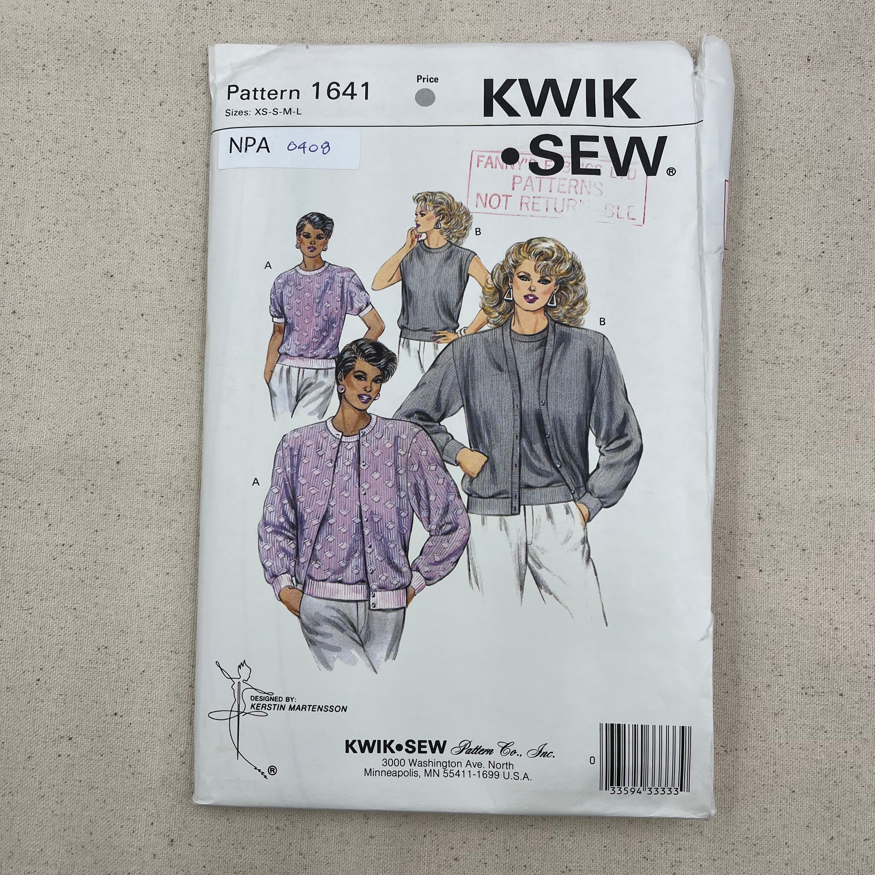 Kwik Sew Pattern - 1641 Cardigan & Top (NPA0408)