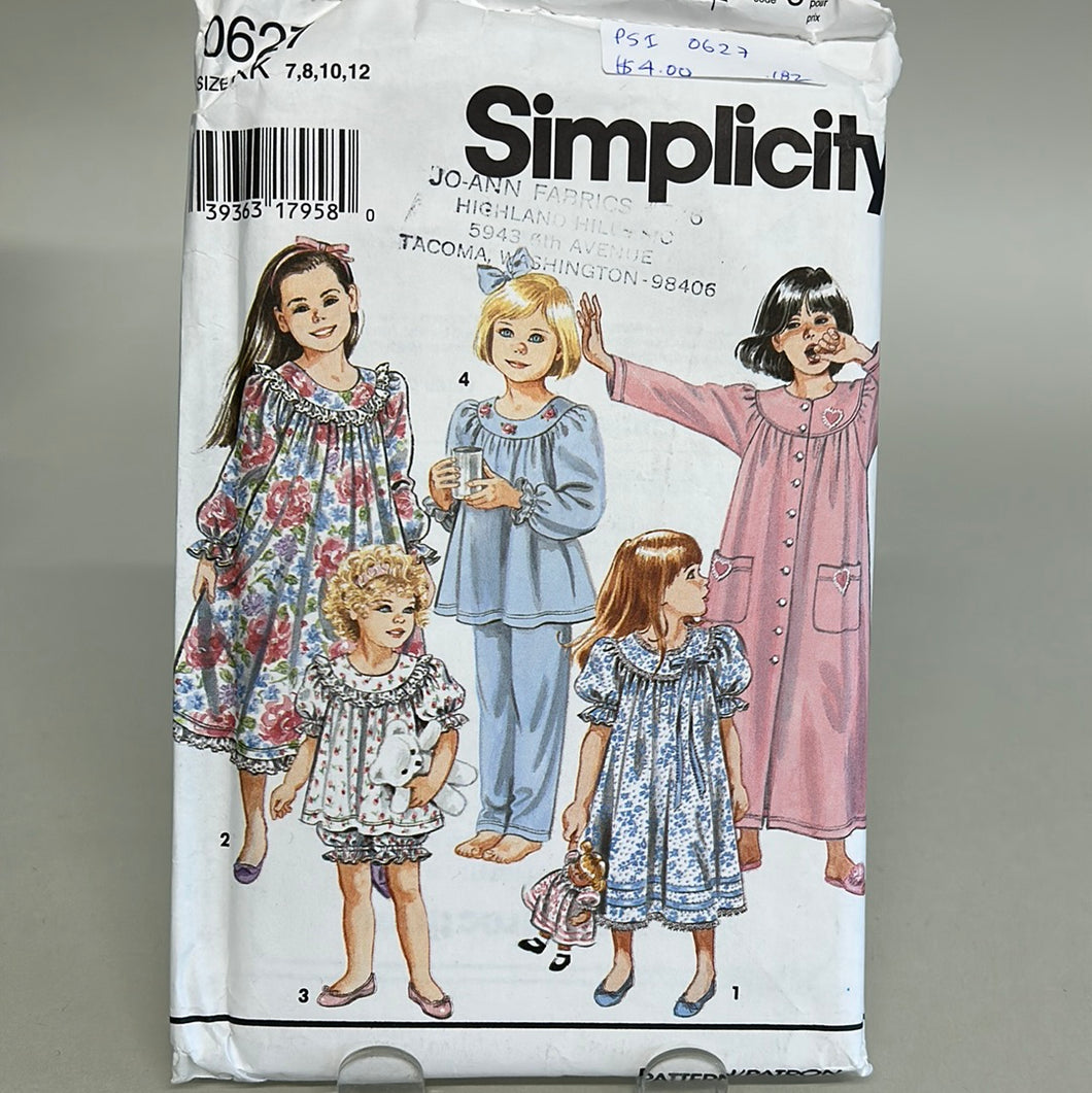 SIMPLICITY Pattern, Girls & Children's Nightgown etc (PSI0627)