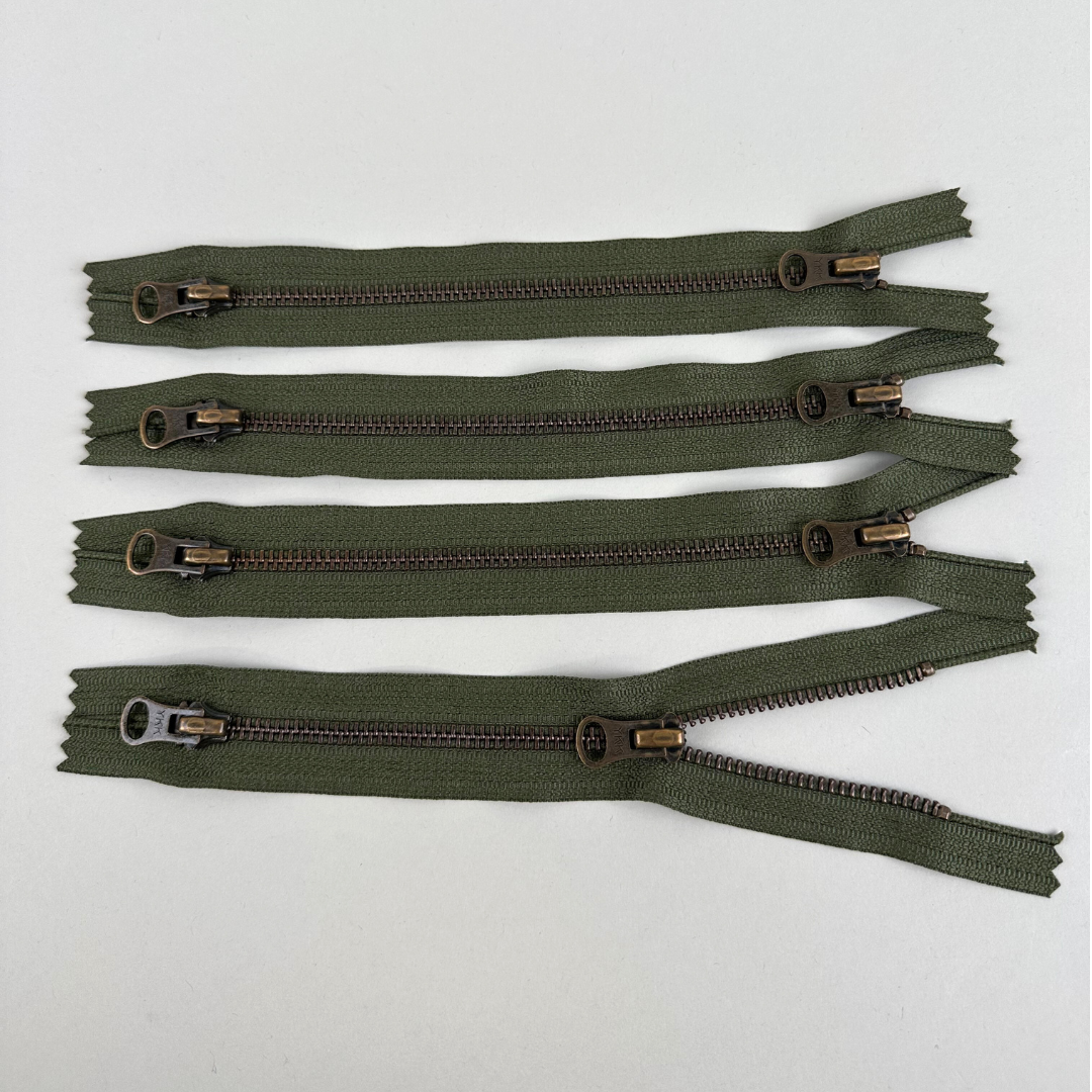 Two-Way Metal Zipper, Olive (19cm) (NZP0134)