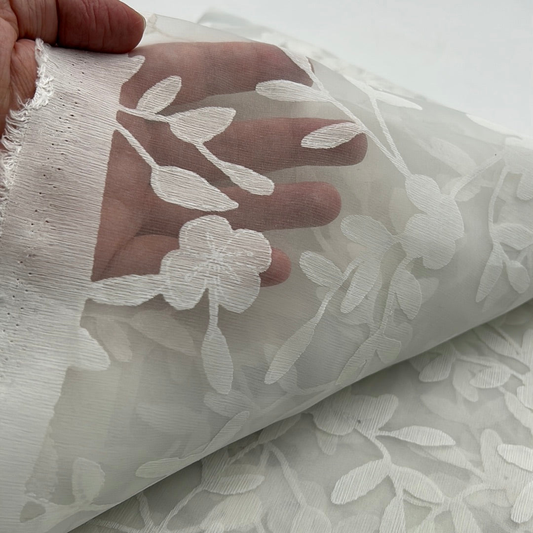 Light Weight Drapery - White Floral (HDH0675)
