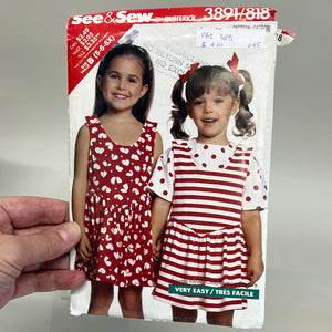See & Sew by BUTTERICK Pattern, Children's Dress or Jumper & Top (PBT3891)
