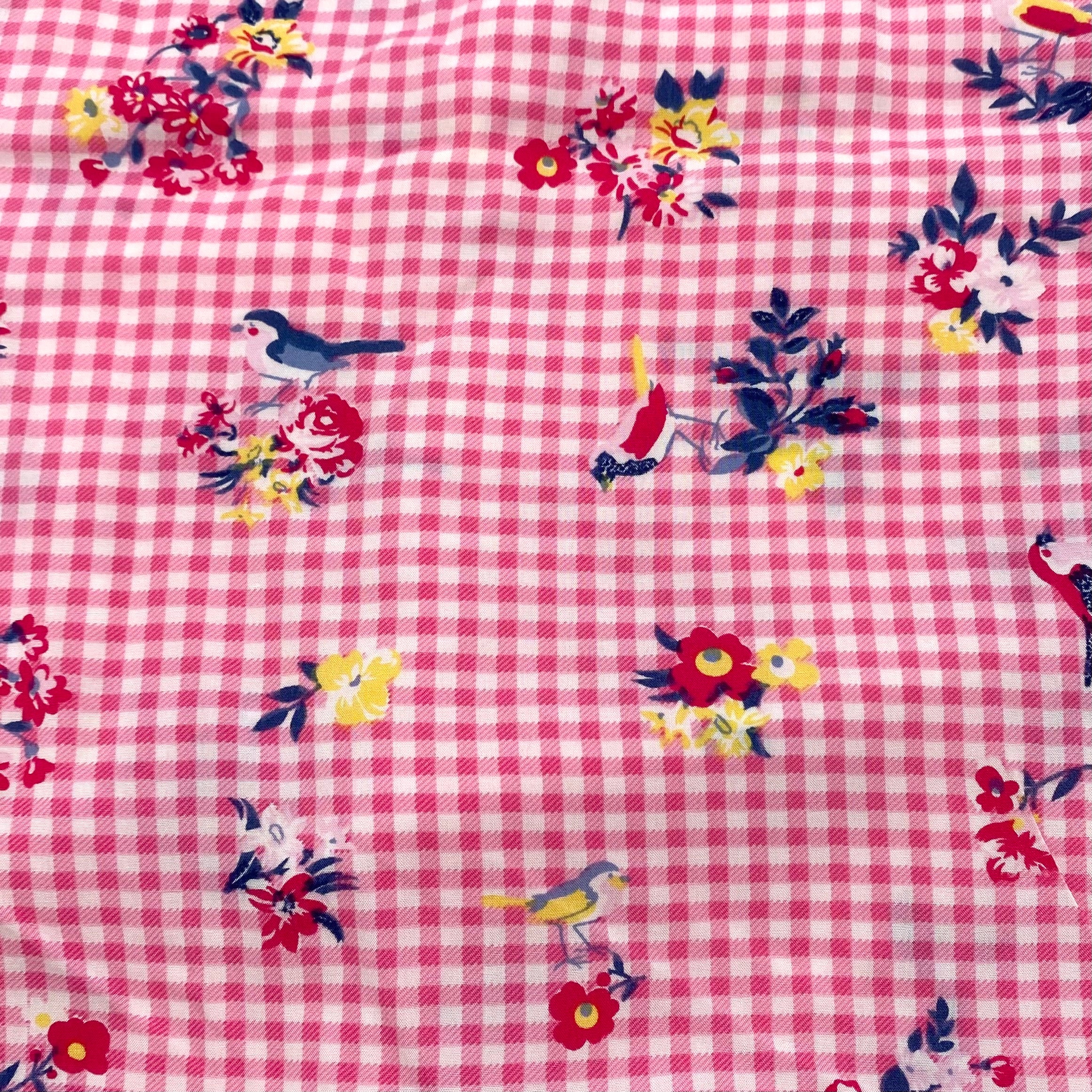 Rayon Dress Weight - Pink Floral Gingham (WDW3372)