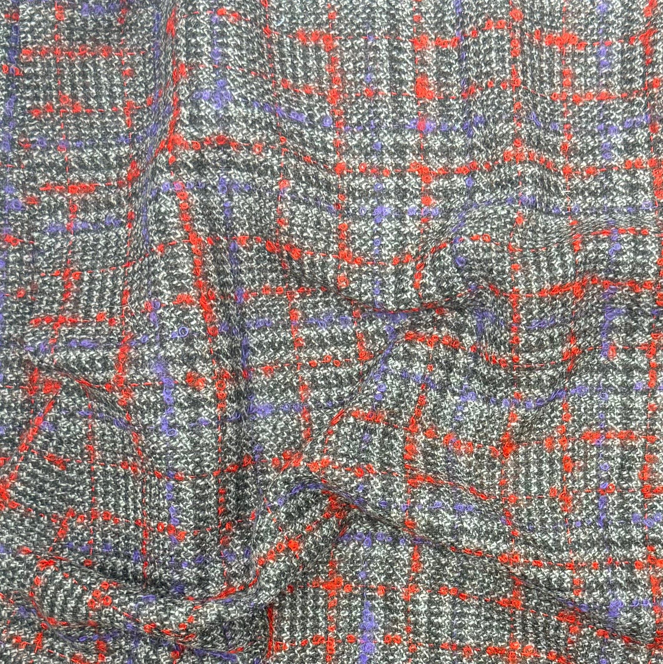 Wool Coating - Purple & Red Plaid (WCW0354)