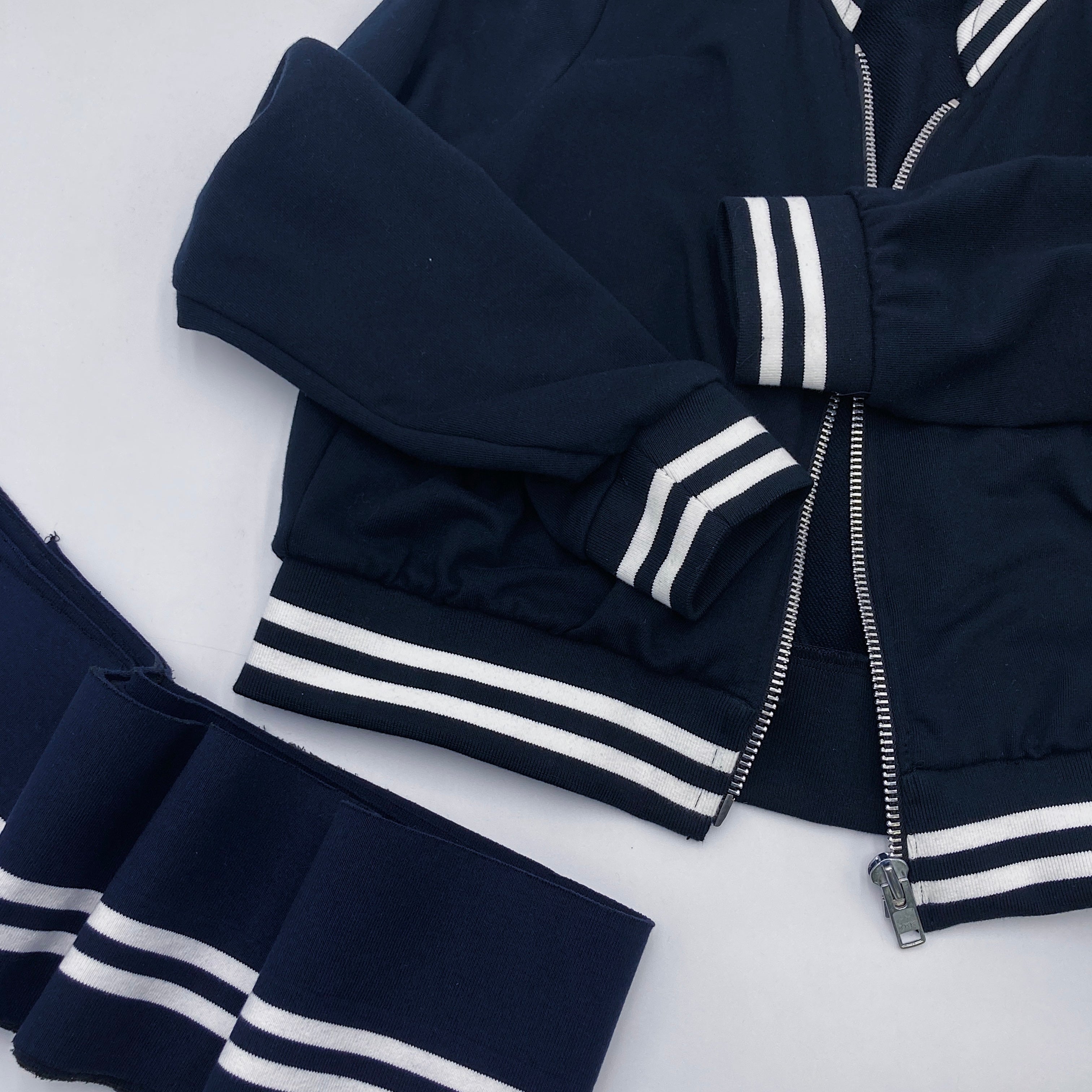 Cotton Varsity Ribbing (1m x 4) - Navy/White (KRB0585)