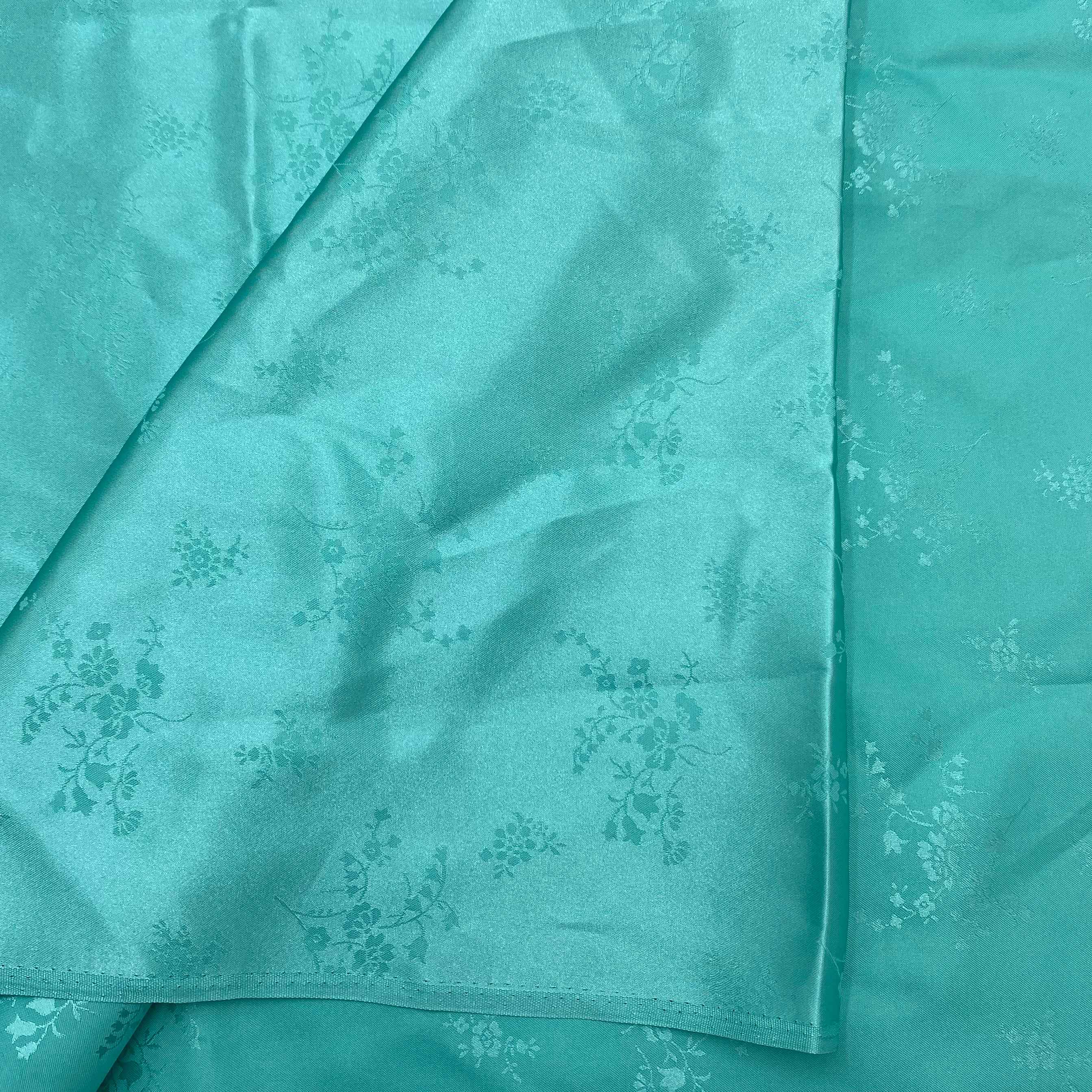 Blouse Weight Satin Jacquard - Turquoise Floral (WDW3158)