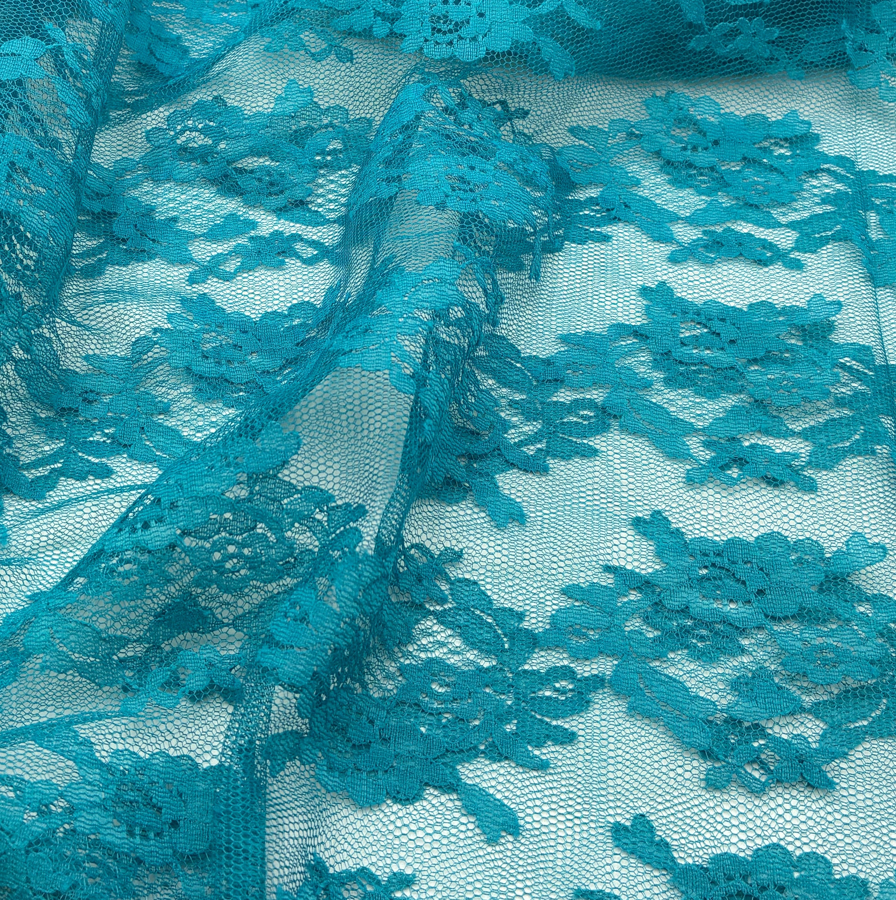 Floral Net Lace - Teal (WFY0643)