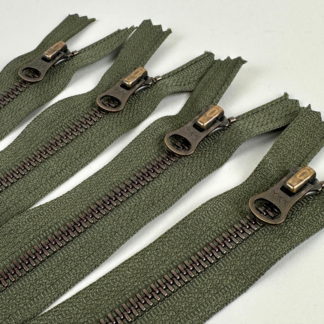 Two-Way Metal Zipper, Olive (19cm) (NZP0134)