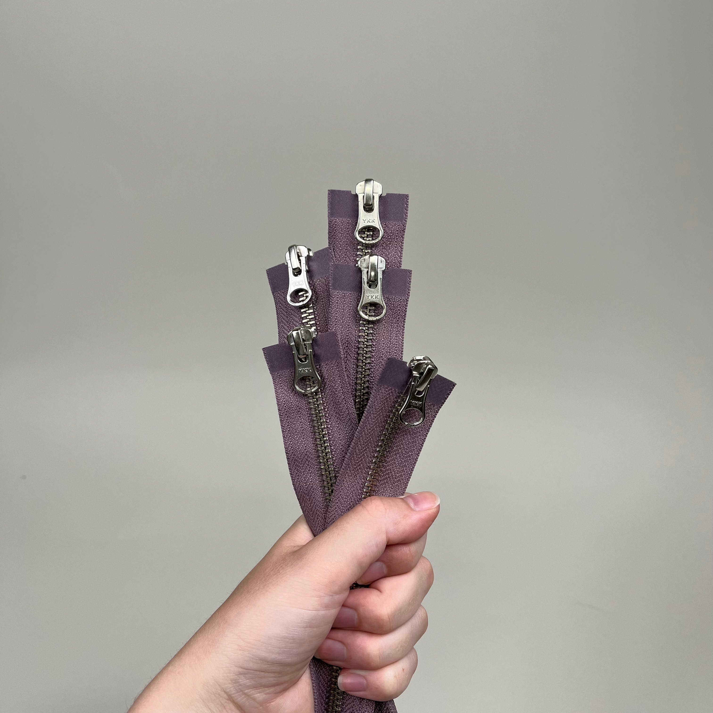Two-Way Metal Zipper - Mauve & Silver/Gold 33.5" (NZP0316)