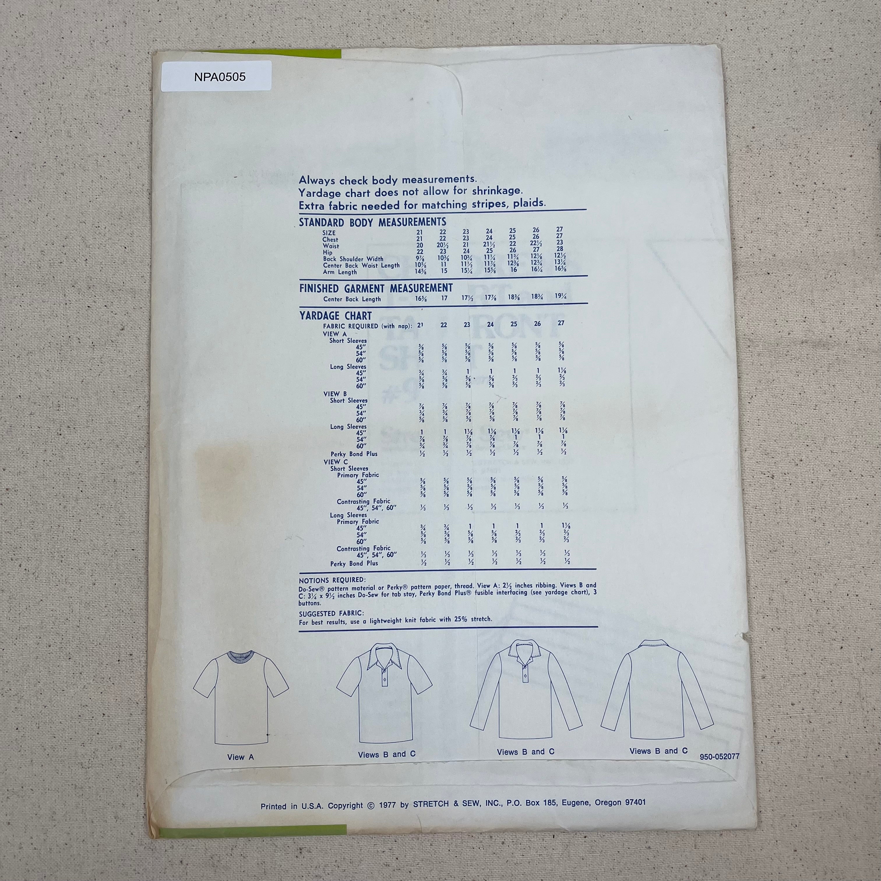 Stretch & Sew Pattern - 950 Children's T-Shirt and Tab Front Shirt (NPA0505)