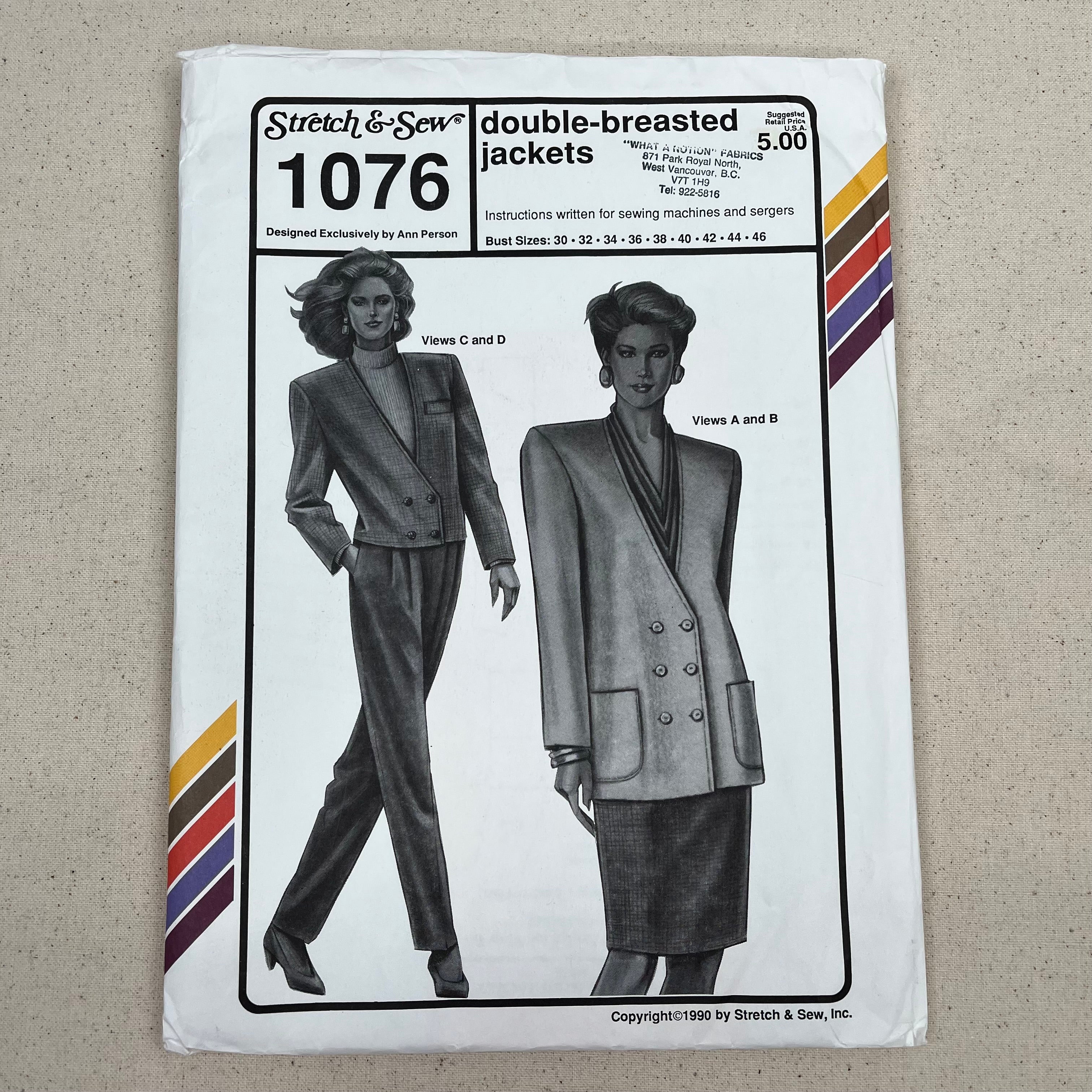 Stretch & Sew Pattern - 1076 Double-Breated Jackets (NPA0515)