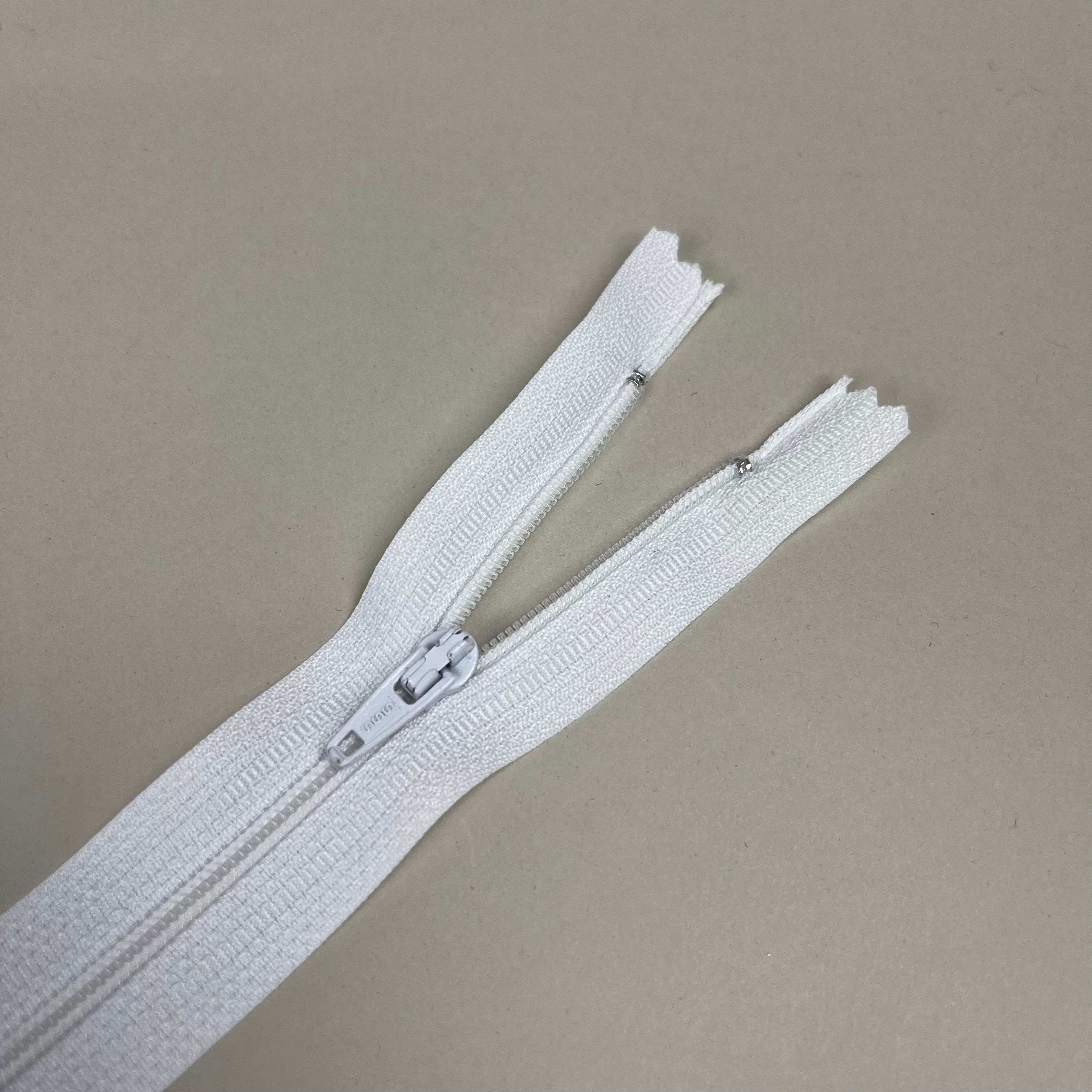 Closed-End Nylon Coil Zipper - Bright White 9" (NZP0448)