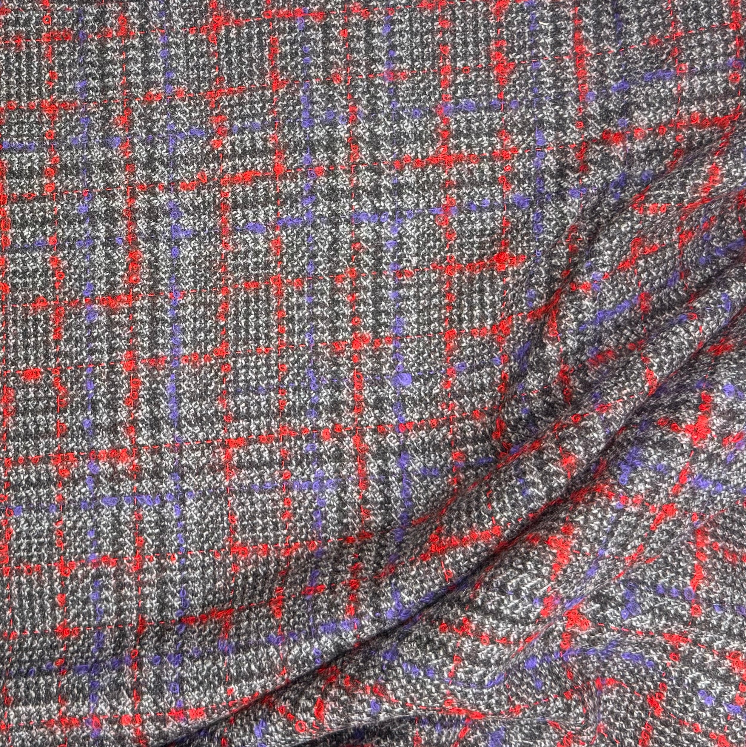 Wool Coating - Purple & Red Plaid (WCW0354)