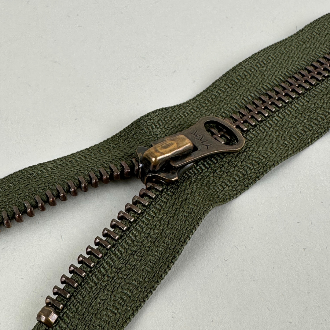 Two-Way Metal Zipper, Olive (19cm) (NZP0134)