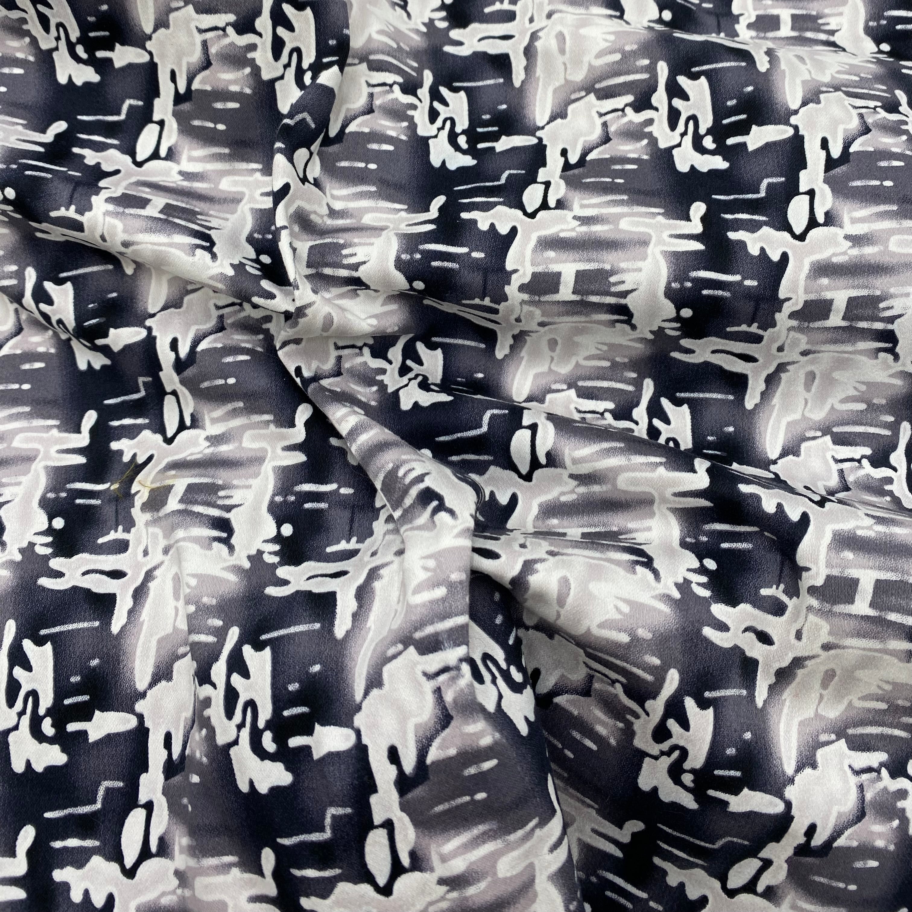 Cotton Stretch Suiting - Abstract Black & White (WSW0700)