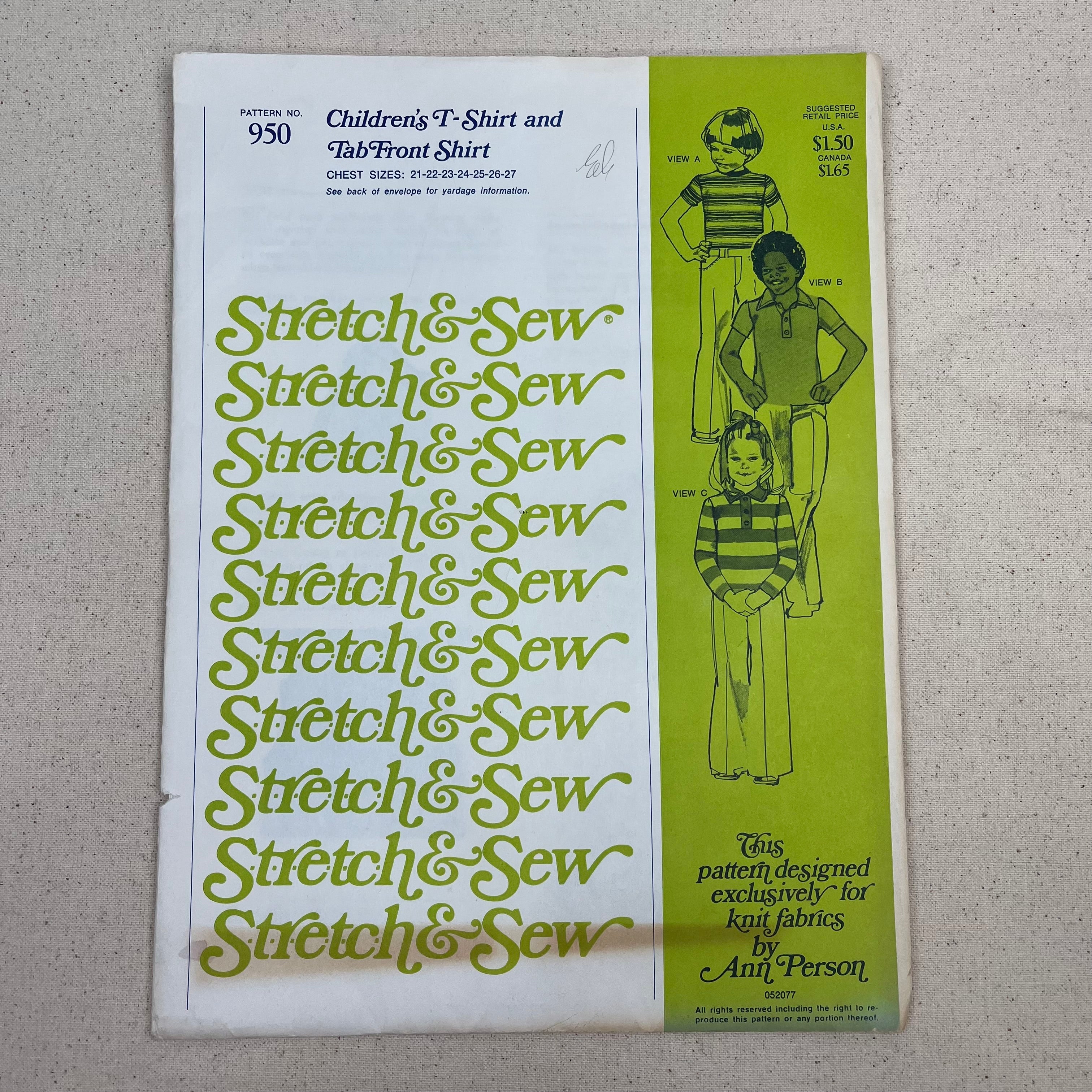 Stretch & Sew Pattern - 950 Children's T-Shirt and Tab Front Shirt (NPA0505)