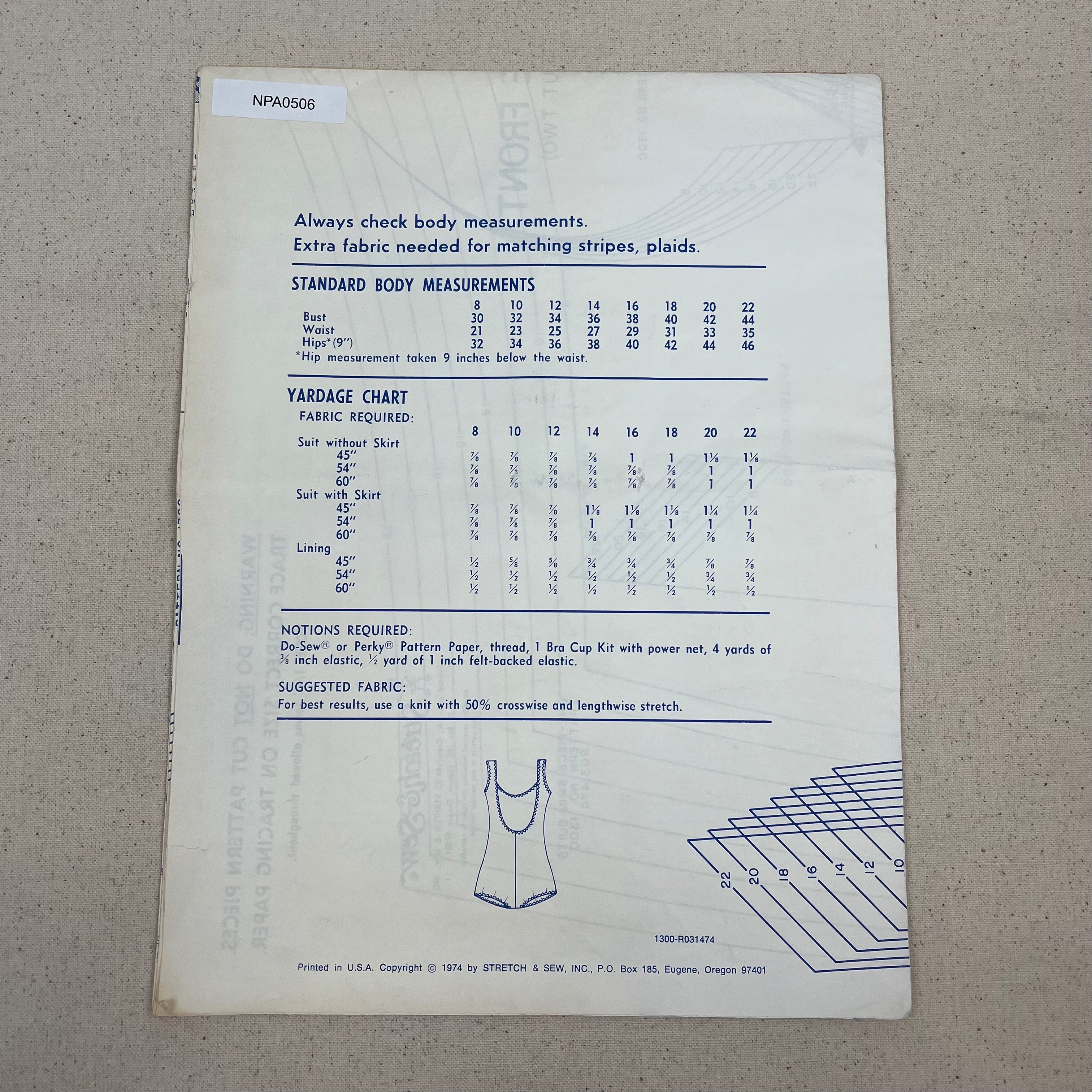 Stretch & Sew Pattern - 1300 One-Piece Swim Suit (NPA0506)