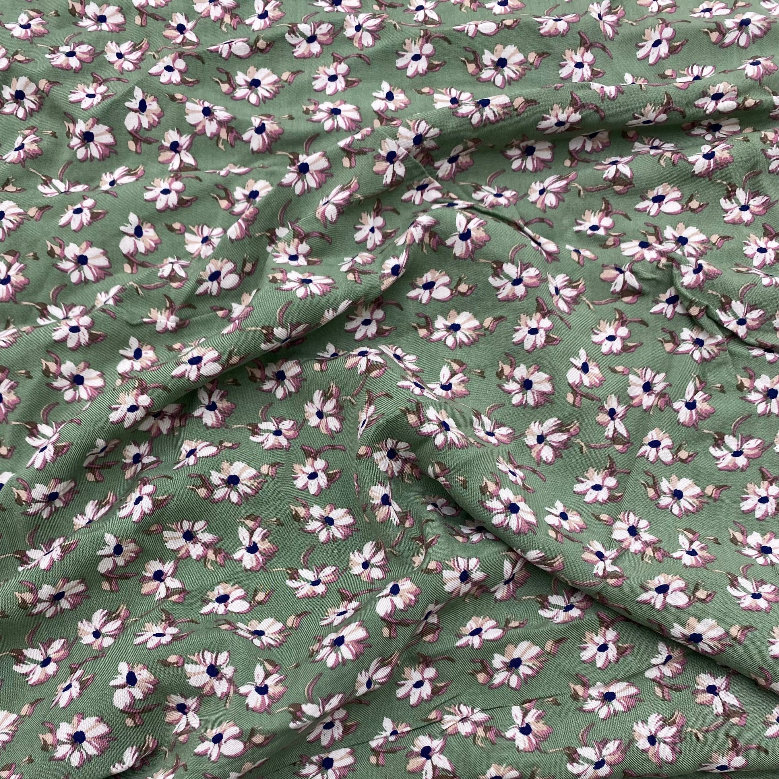 Rayon Dress Weight - Floral on Sage (WDW3358)