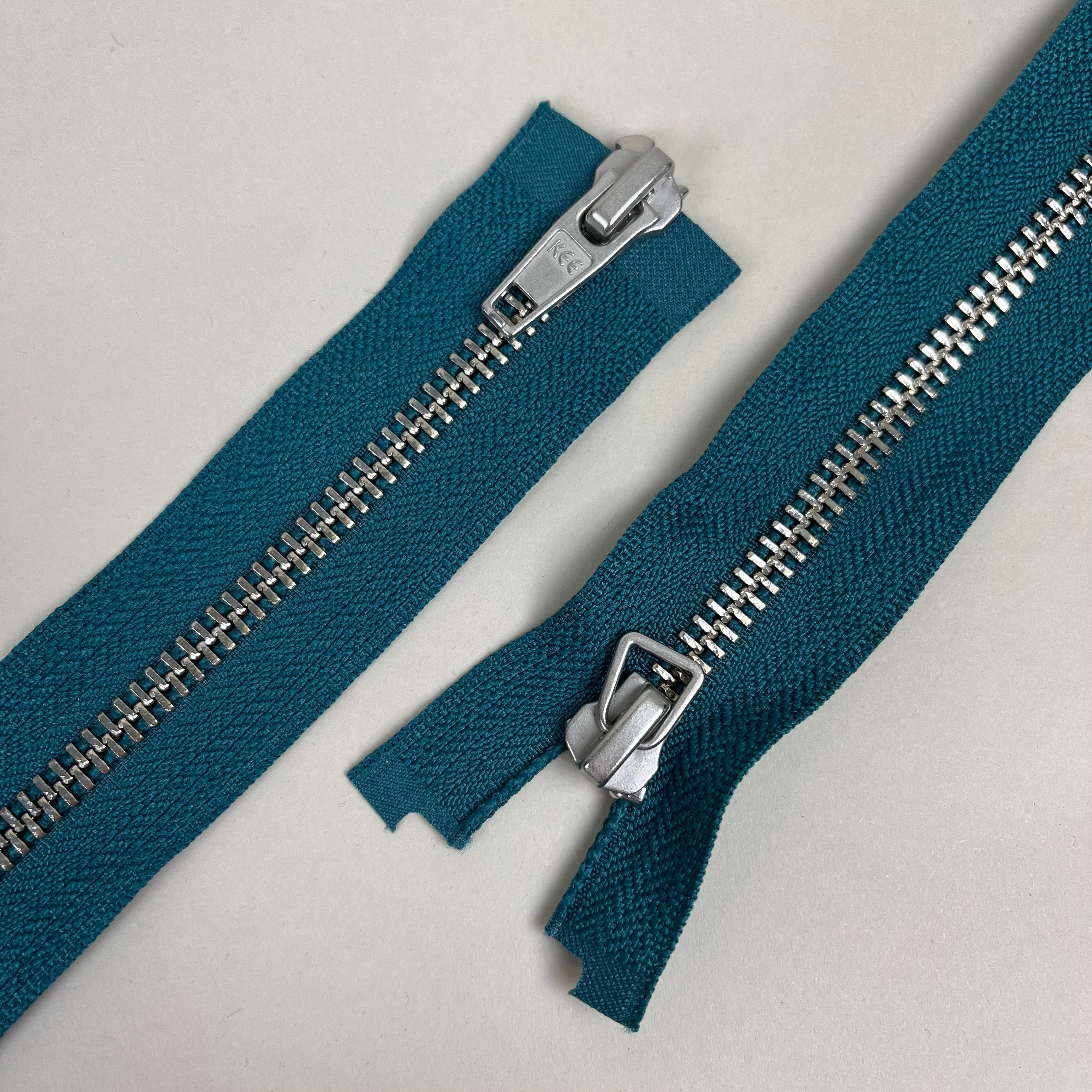Two-Way Metal Zipper - Peacock & Silver 20" (NZP0377)