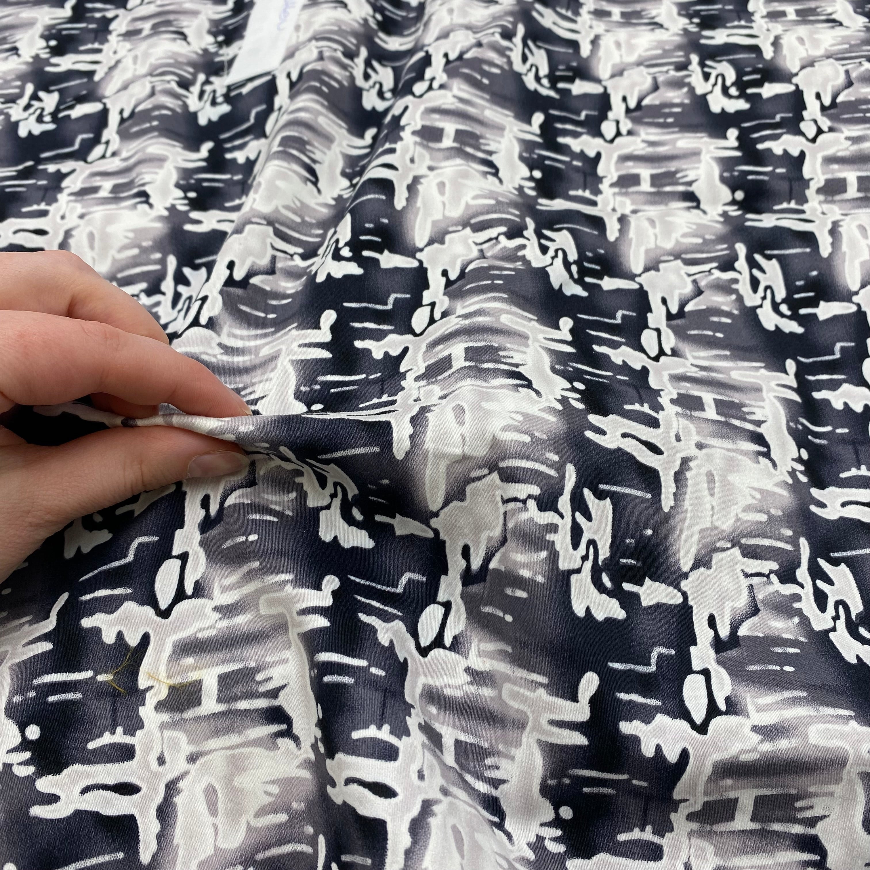 Cotton Stretch Suiting - Abstract Black & White (WSW0700)