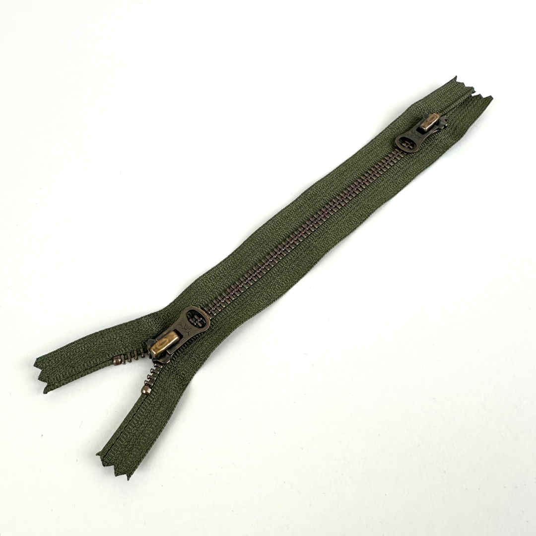 Two-Way Metal Zipper, Olive (19cm) (NZP0134)
