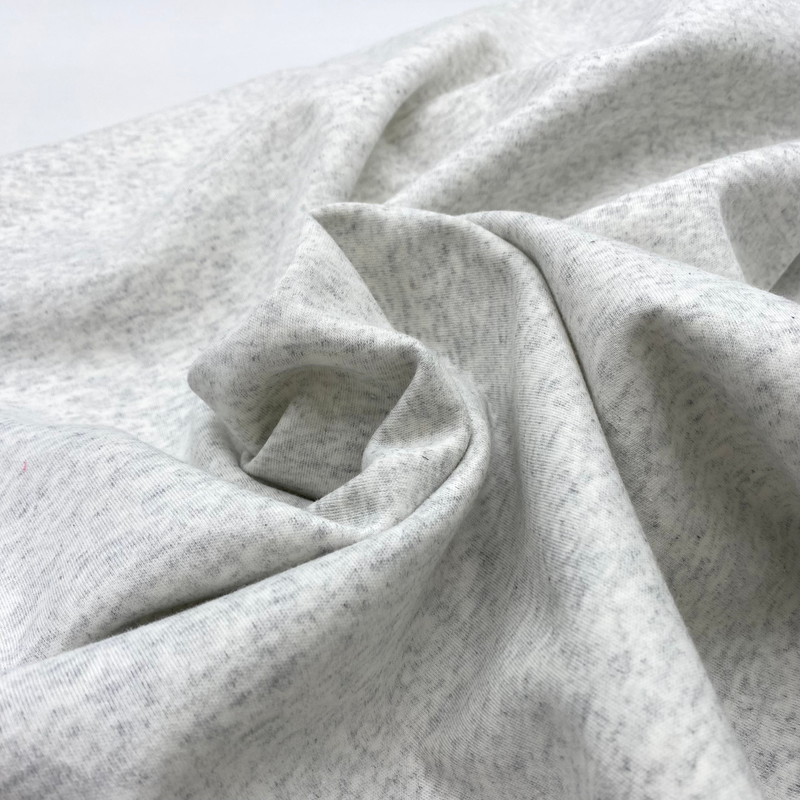 Cotton Blend Mesh-Backed Hoodie Knit - Snowy Grey (KFR0673)