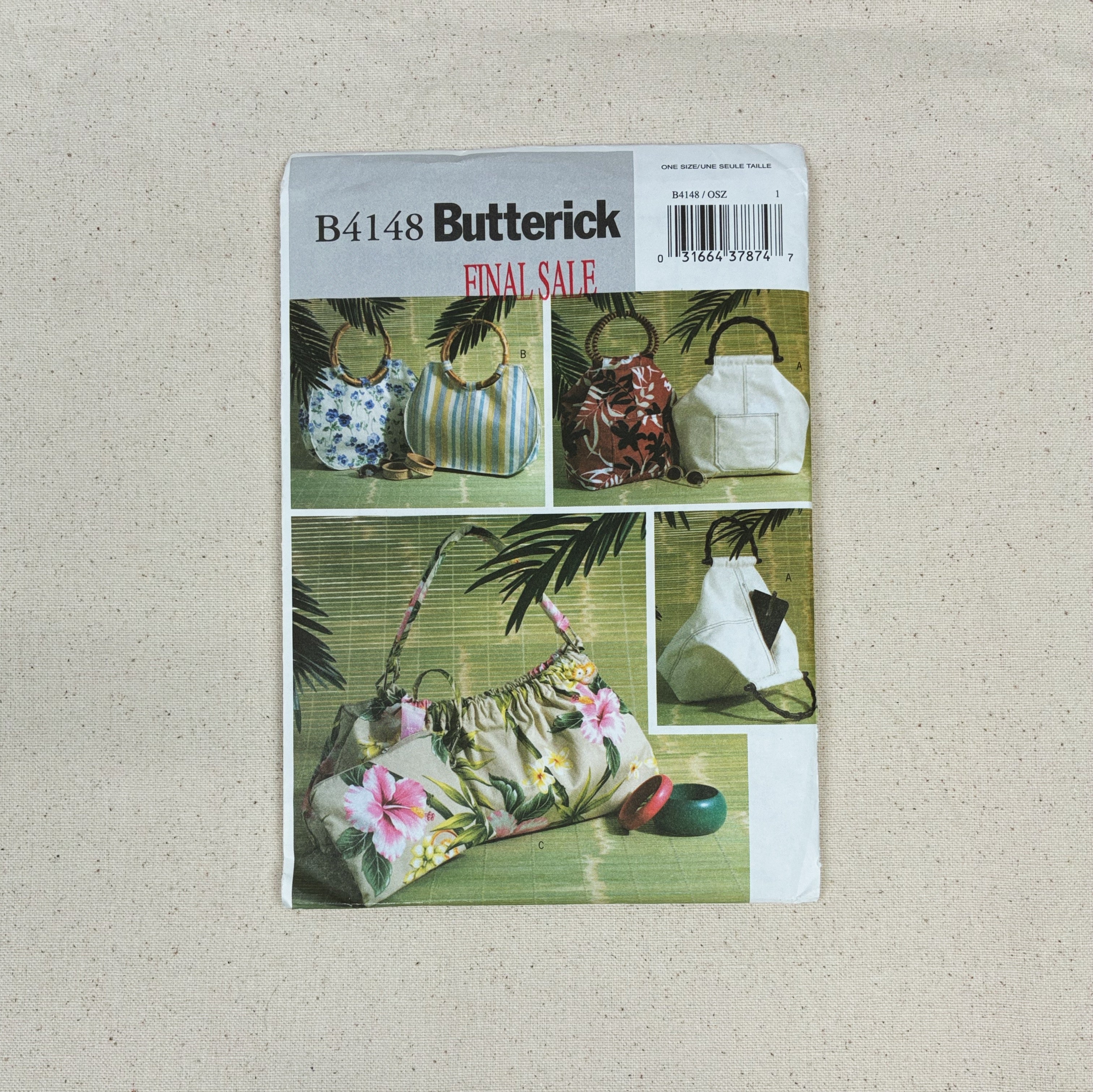 Bag Making Pattern - Butterick B4148 (NPA0443)