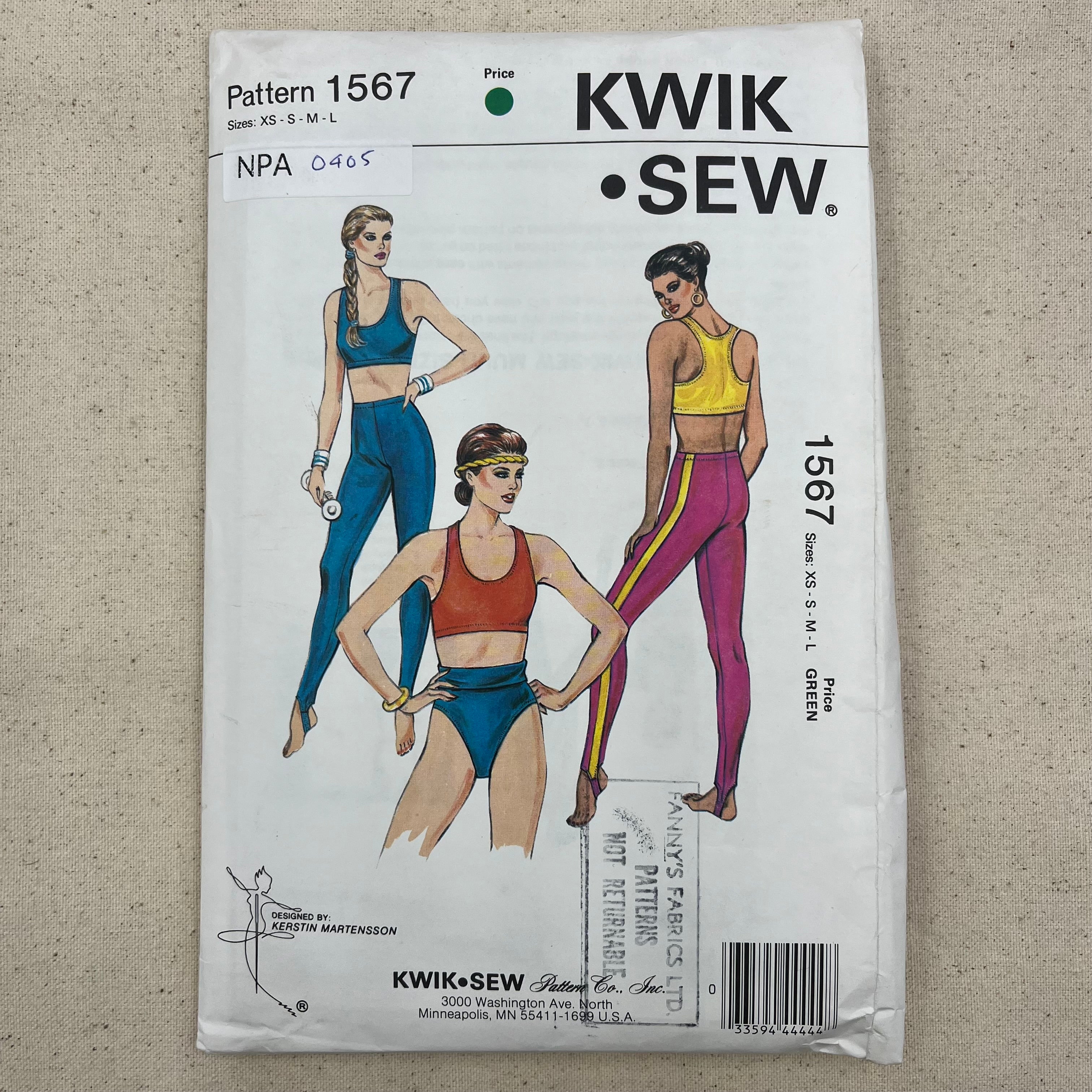 Kwik Sew Pattern - 1567 Sports Bra, Trunks & Tights (NPA0405)