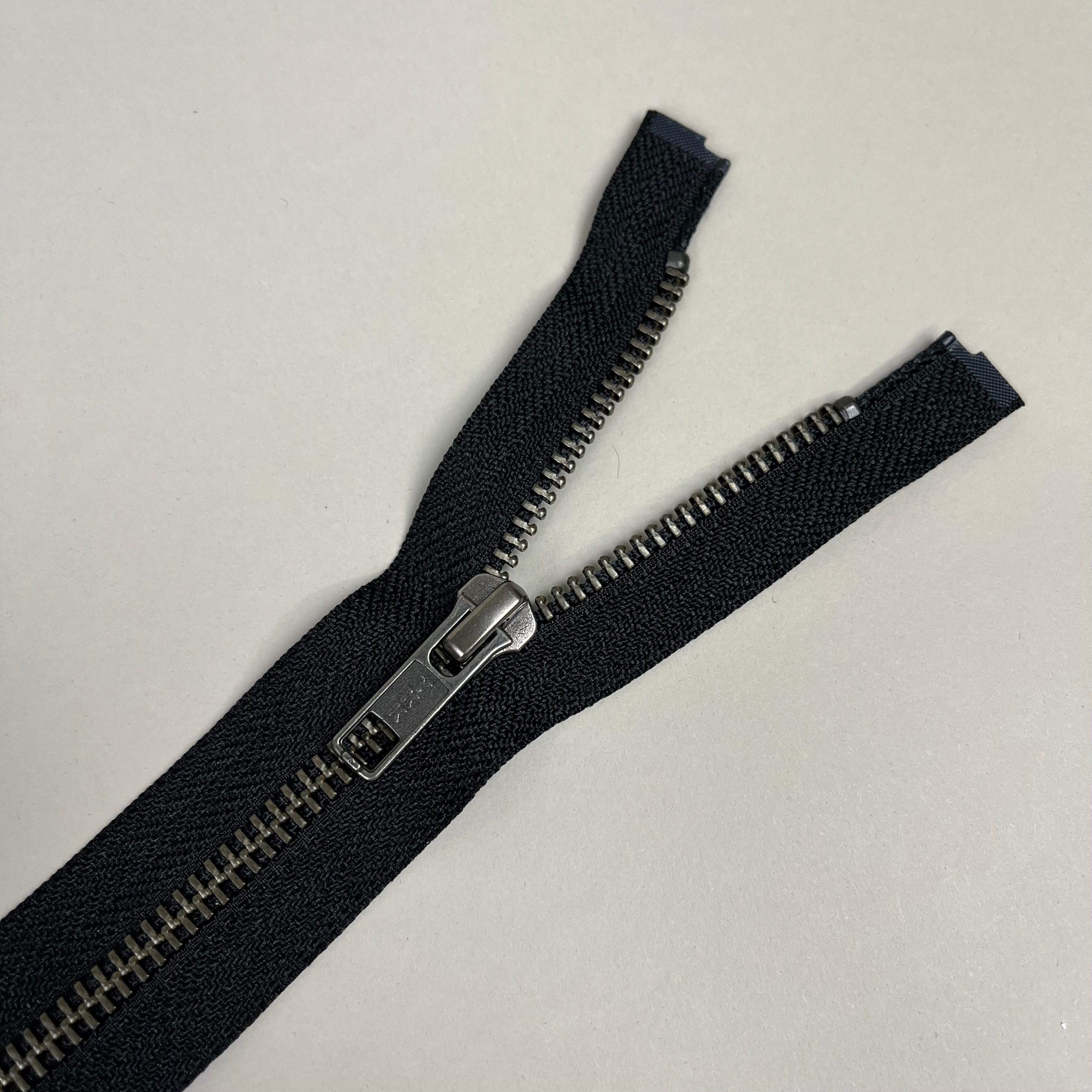 Separating Metal Zipper - Black & Antique Silver 19" (NZP0401)