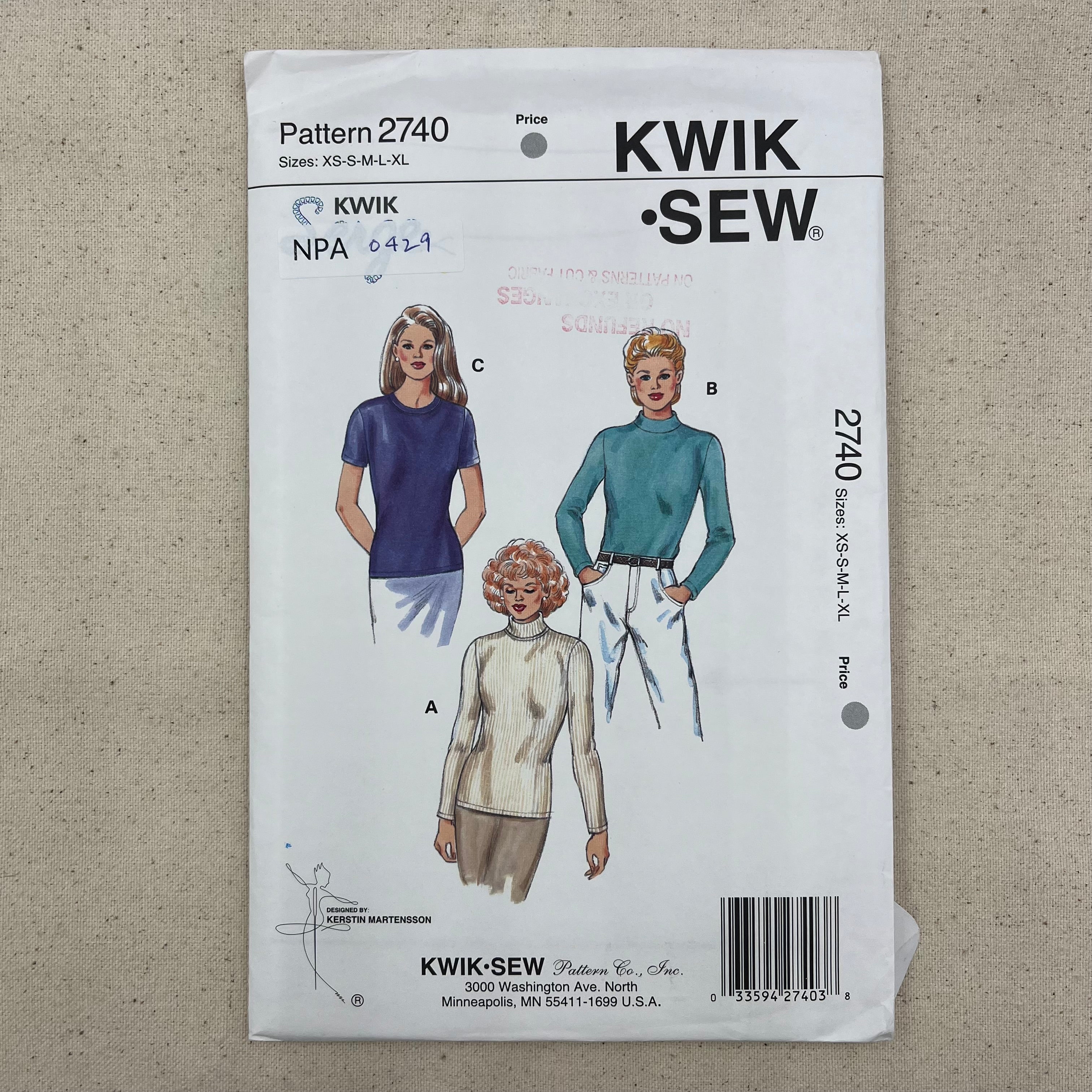 Kwik Sew Pattern - 2740 Tops (NPA0429)