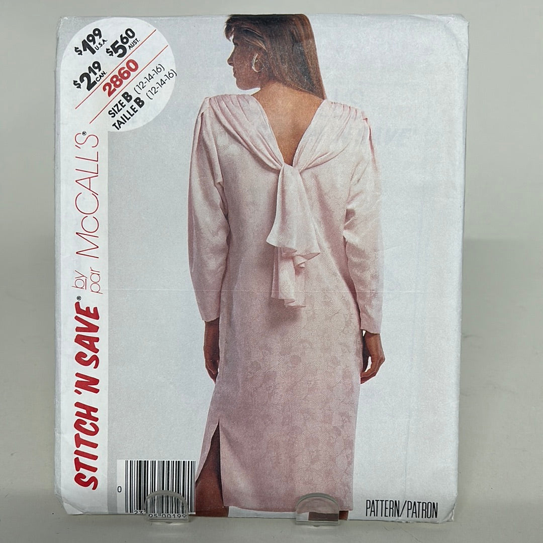 Vintage MCCALL'S Pattern Size 12-14-16, Misses' Dress (PMC2860)(NPA)
