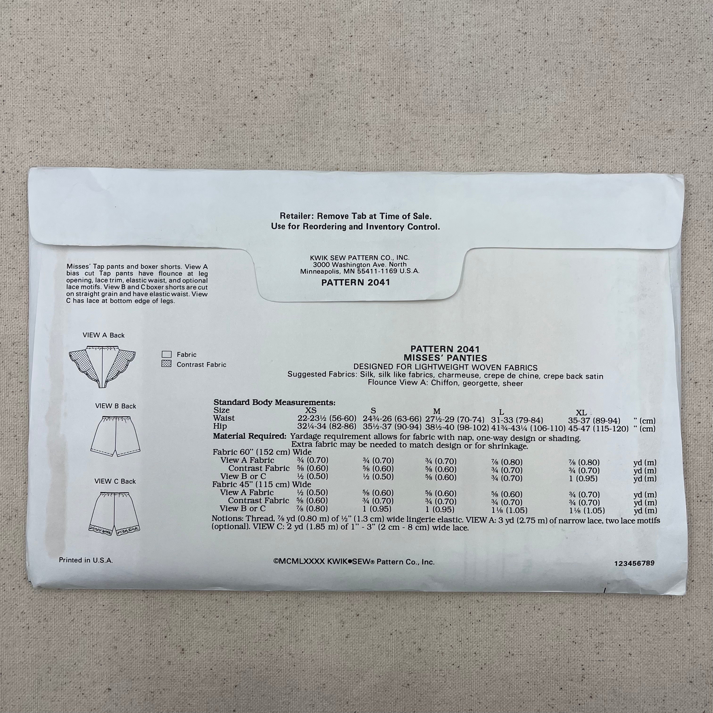 Kwik Sew Pattern - 2041 Panties (NPA0420)
