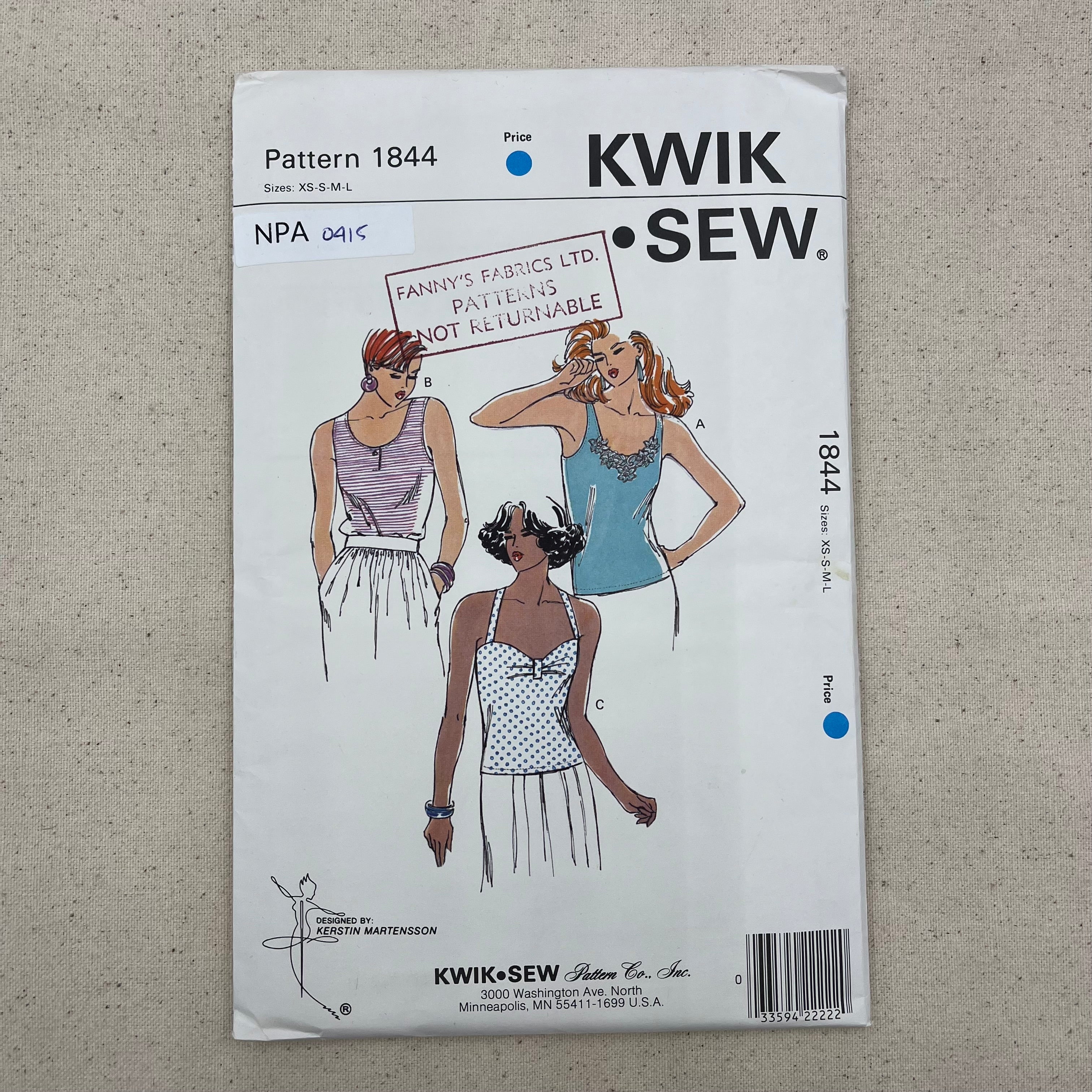 Kwik Sew Pattern - 1844 Tops (NPA0415)