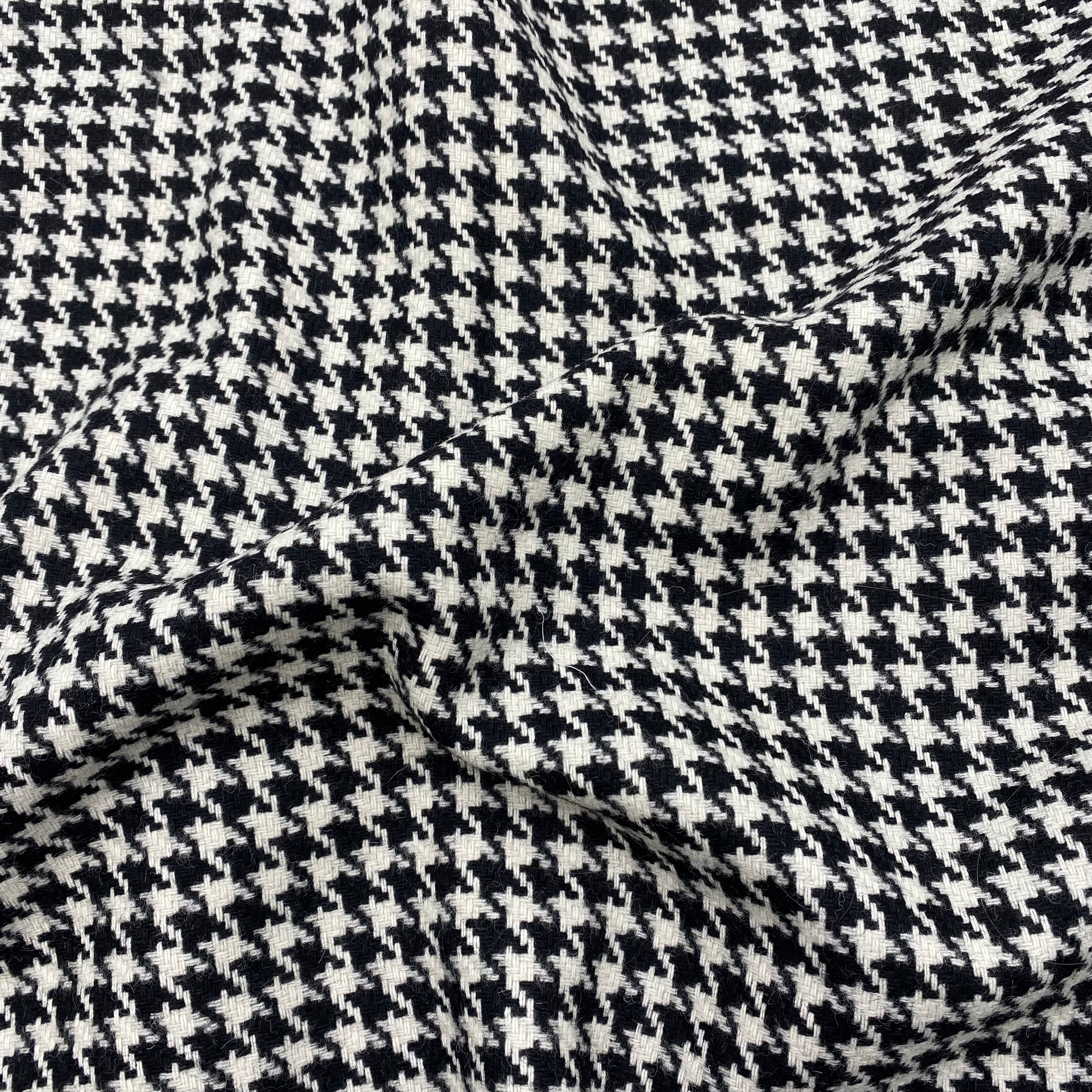 Wool Suiting - Black & White Houndstooth (WSW0699)