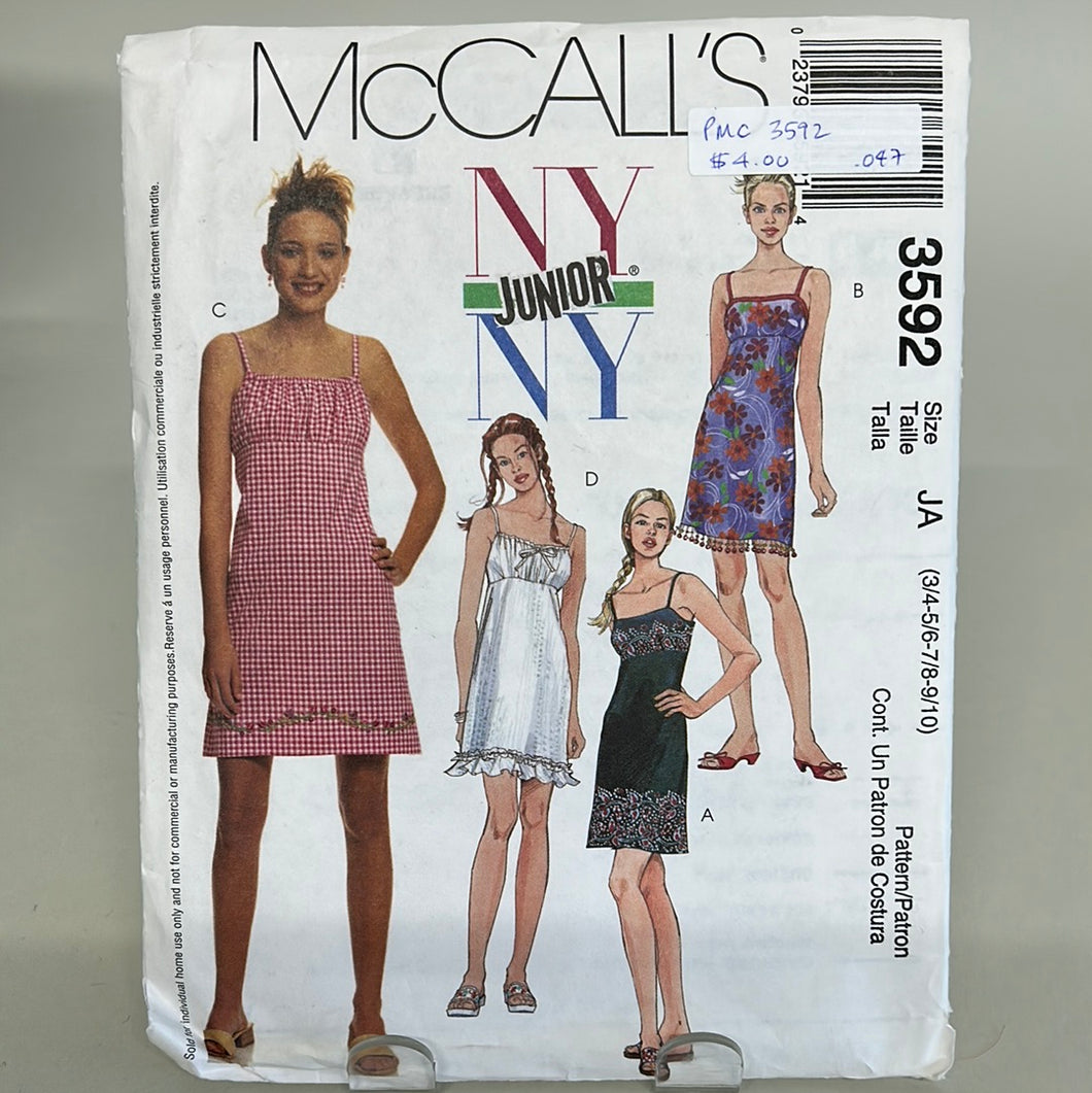 MCCALL'S Pattern, Junior's Dresses (PMC3592)