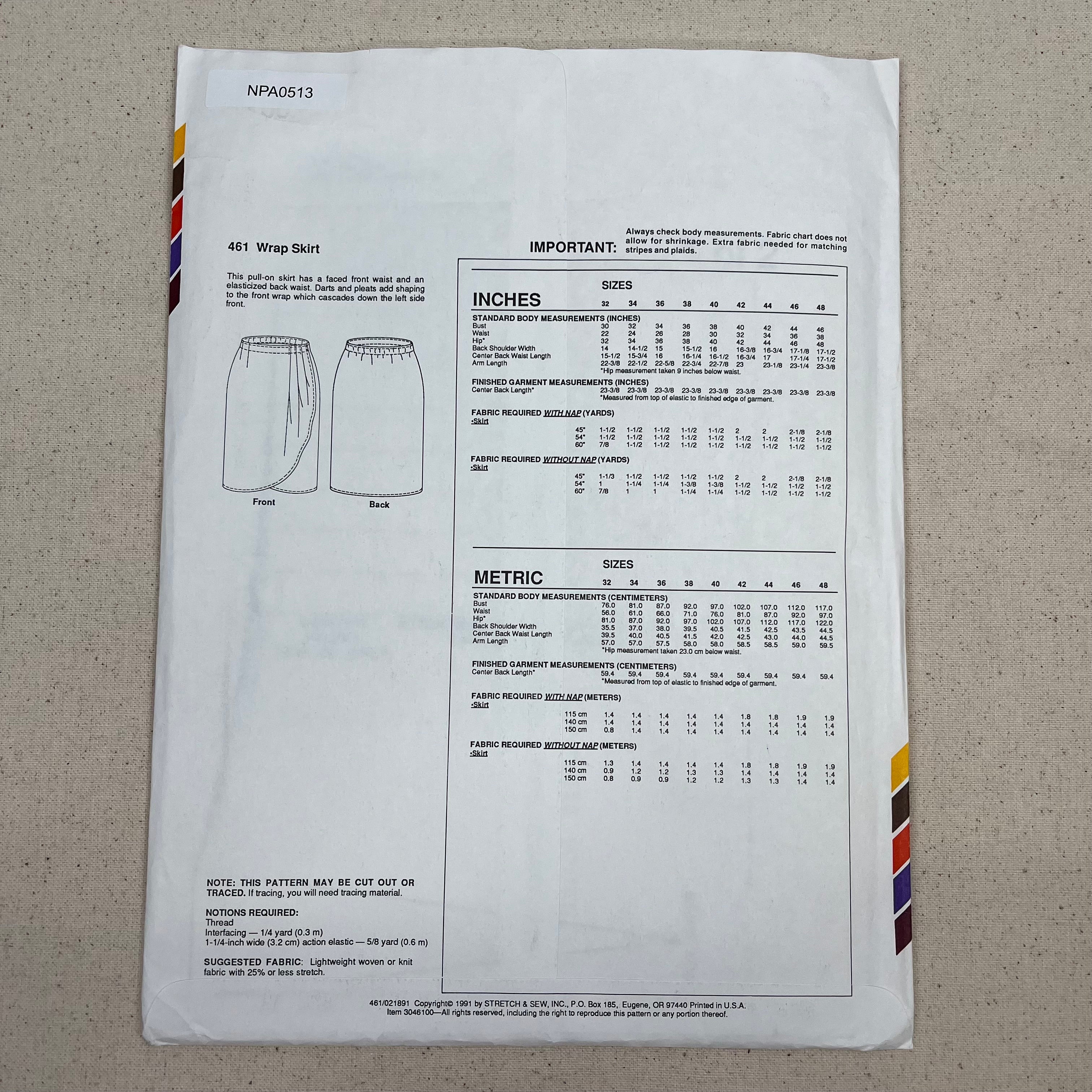 Stretch & Sew Pattern - 461 Wrap Skirt (NPA0513)