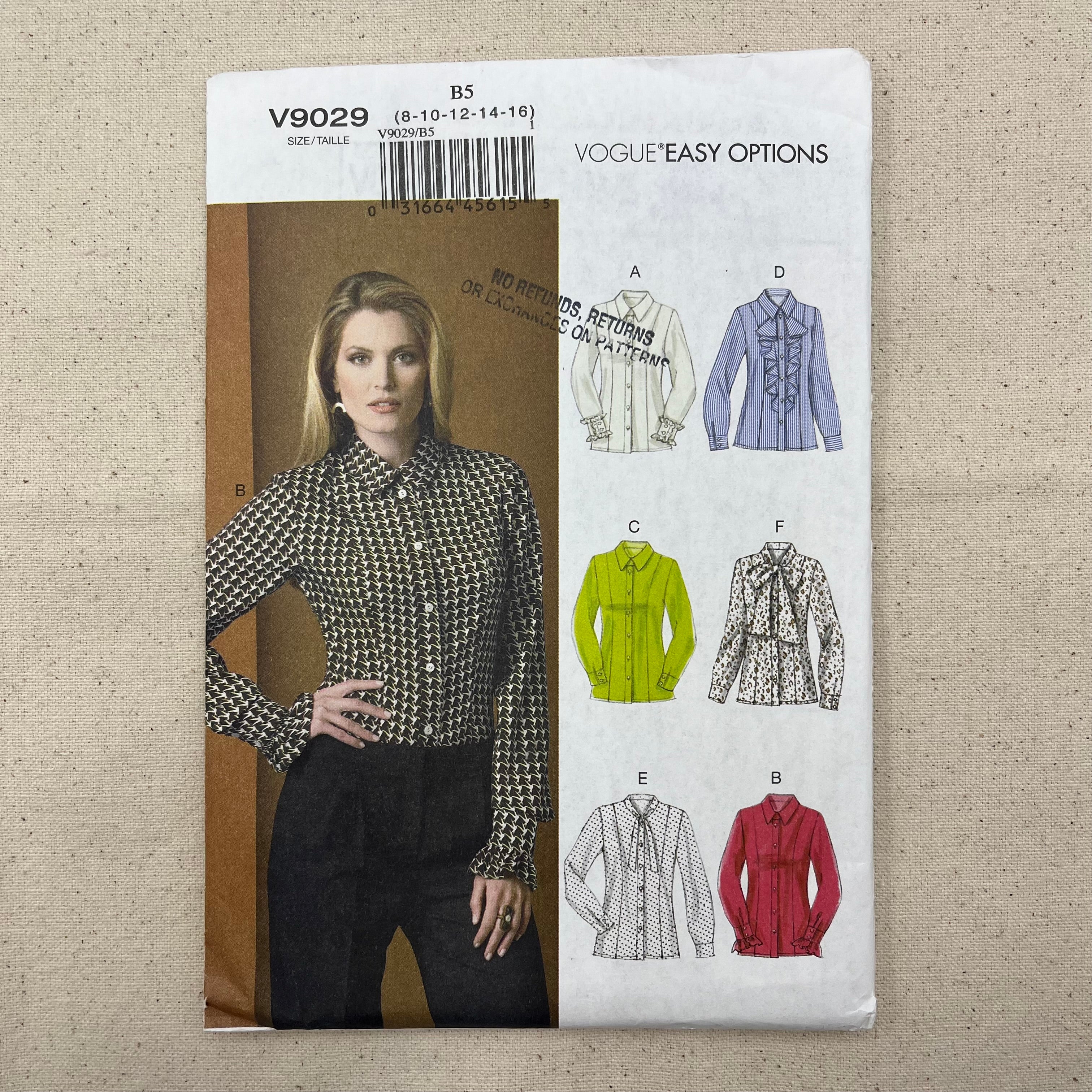 Vogue Pattern - V9029 Blouse (NPA0472)