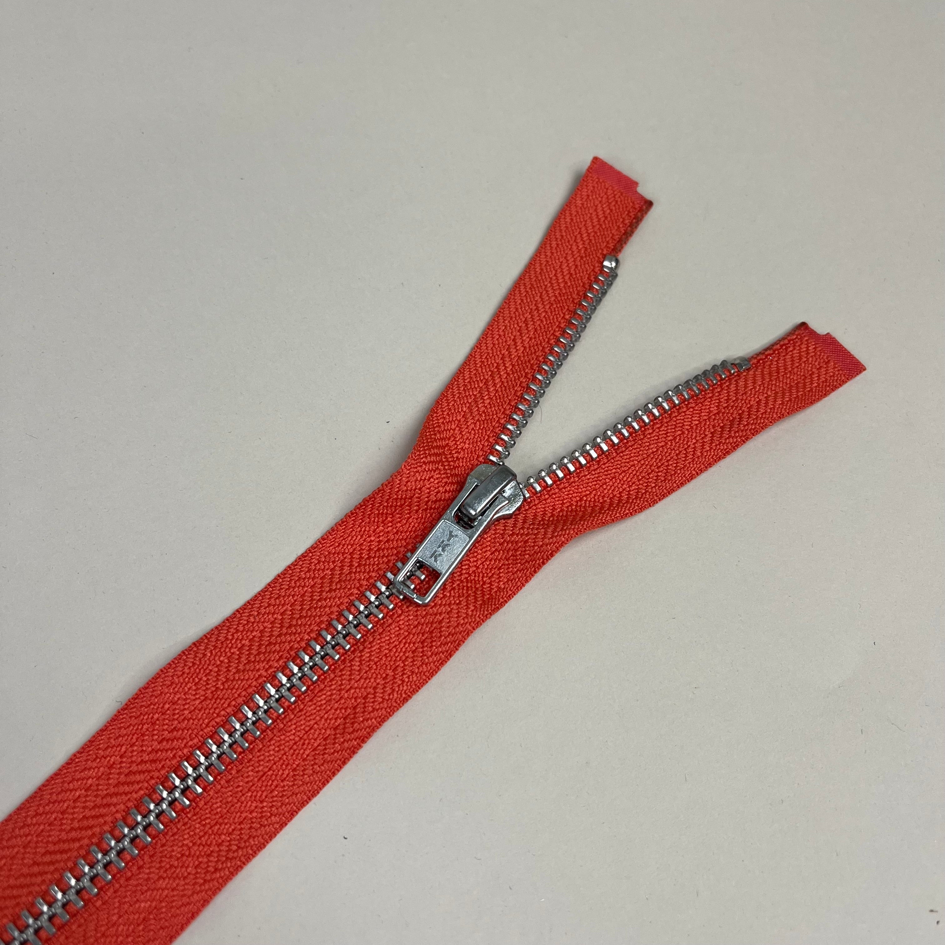 Closed-End Metal Zipper - Coral & Silver 21" (NZP0337)