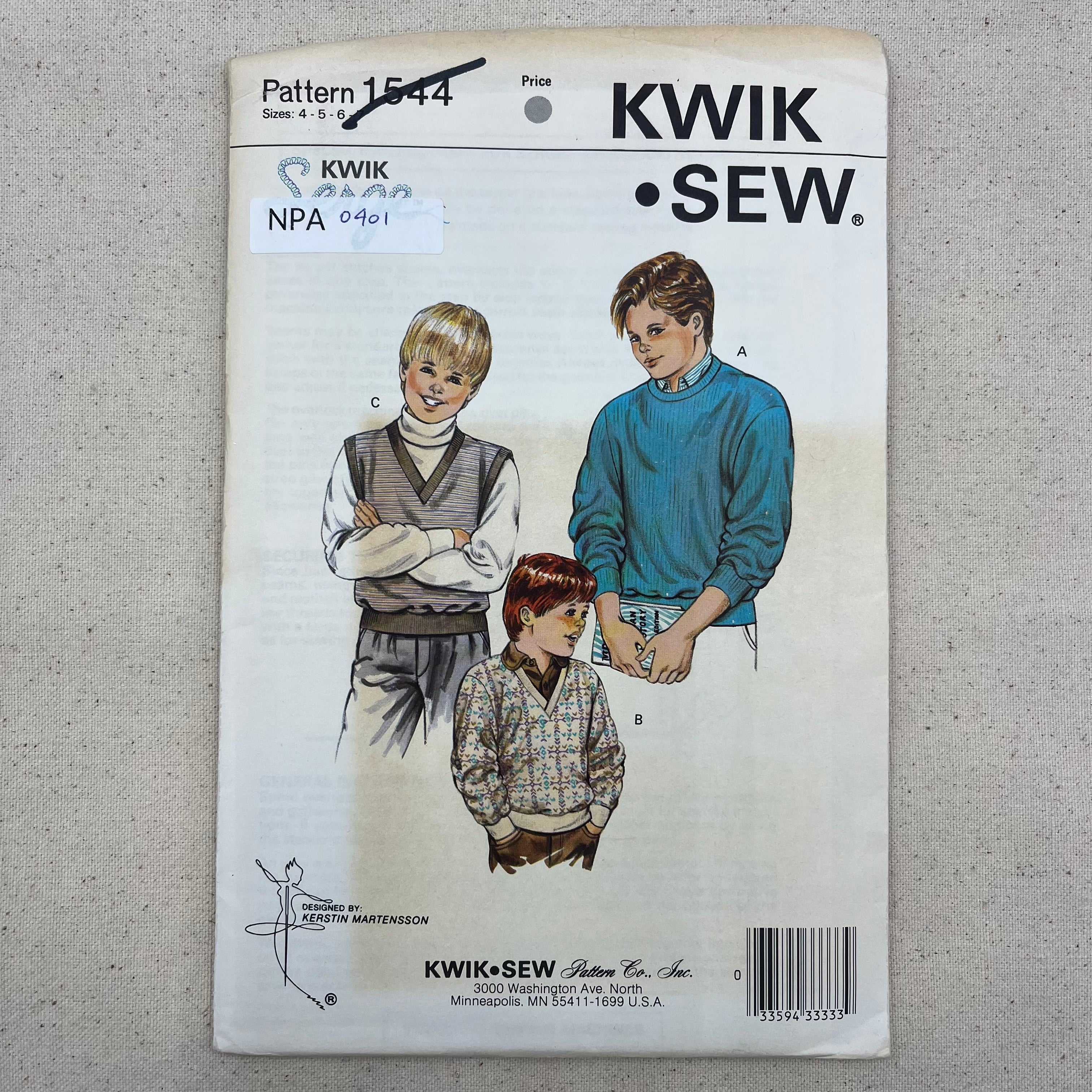 Kwik Sew Pattern - 1544 Kids Sweaters (NPA0401)