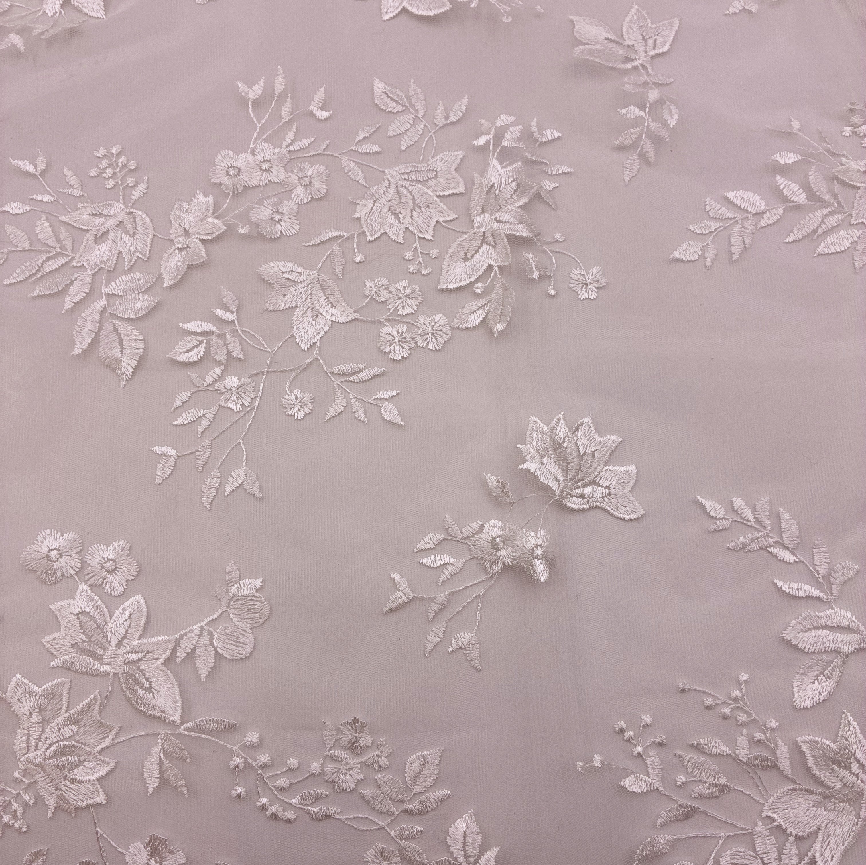 Embroidered Stretch Mesh - Opaline (KLM0239)