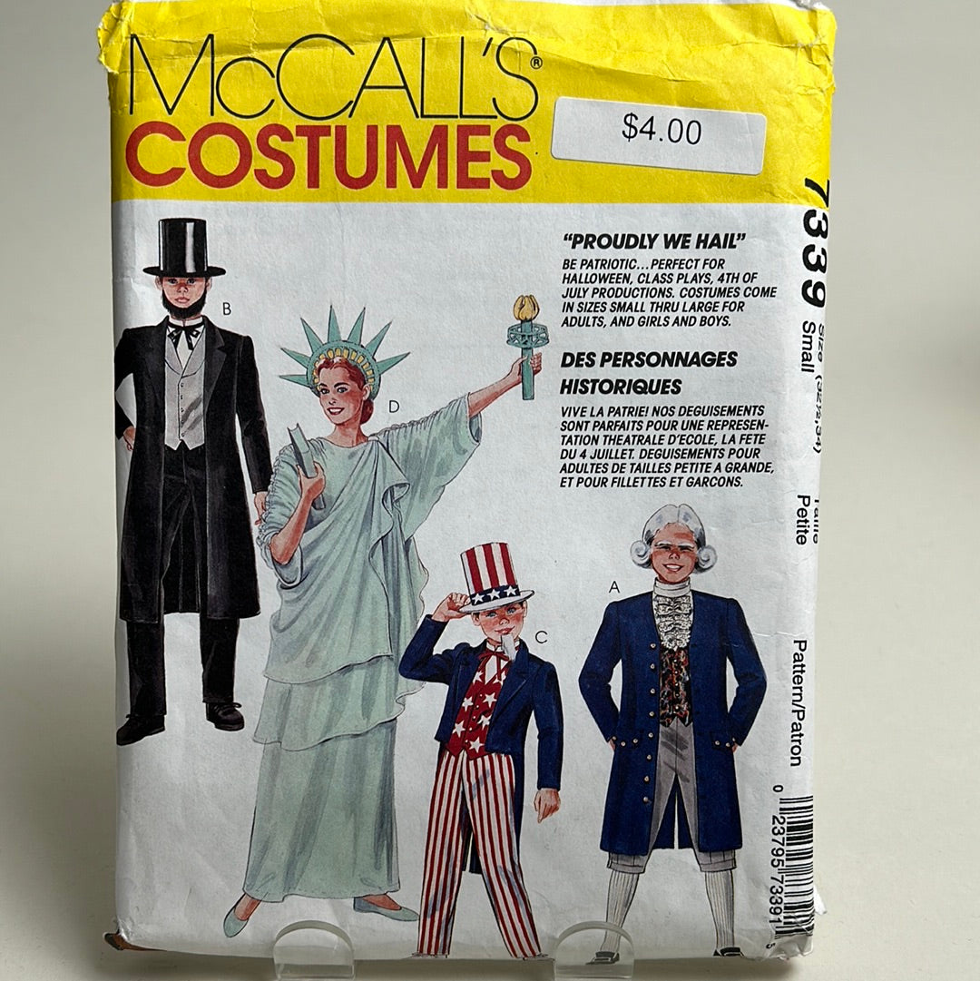 MCCALL'S Pattern Size S, Patriot Costumes (PMC7339)(NPA)