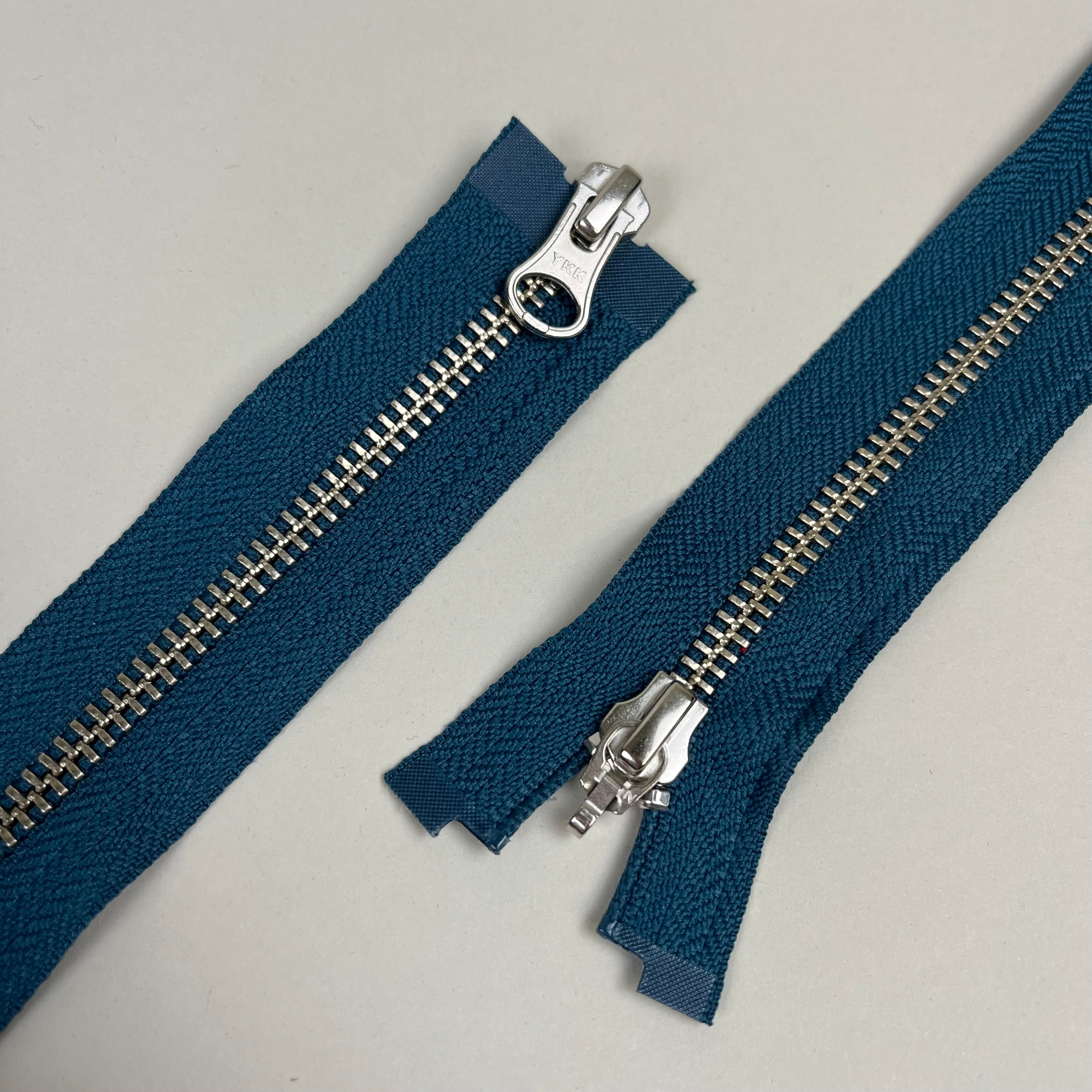 Two-Way Metal Zipper - Teal & Silver/Gold 36" (NZP0364)