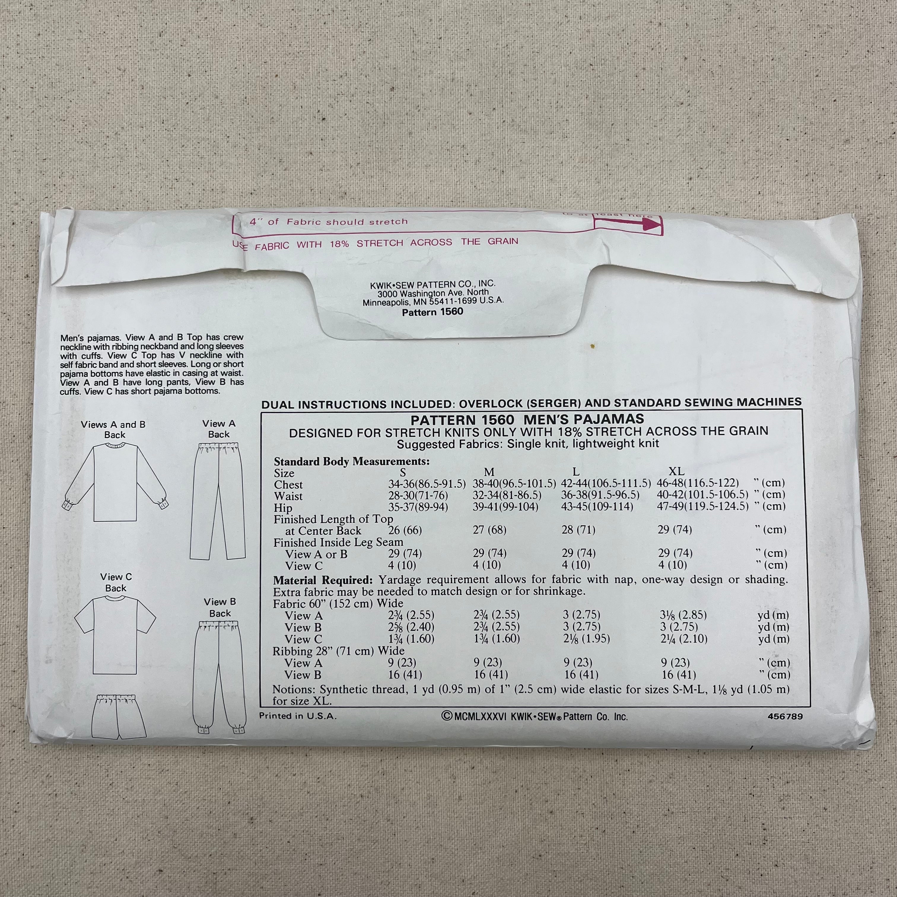 Kwik Sew Pattern - 1560 Pajamas (NPA0402)