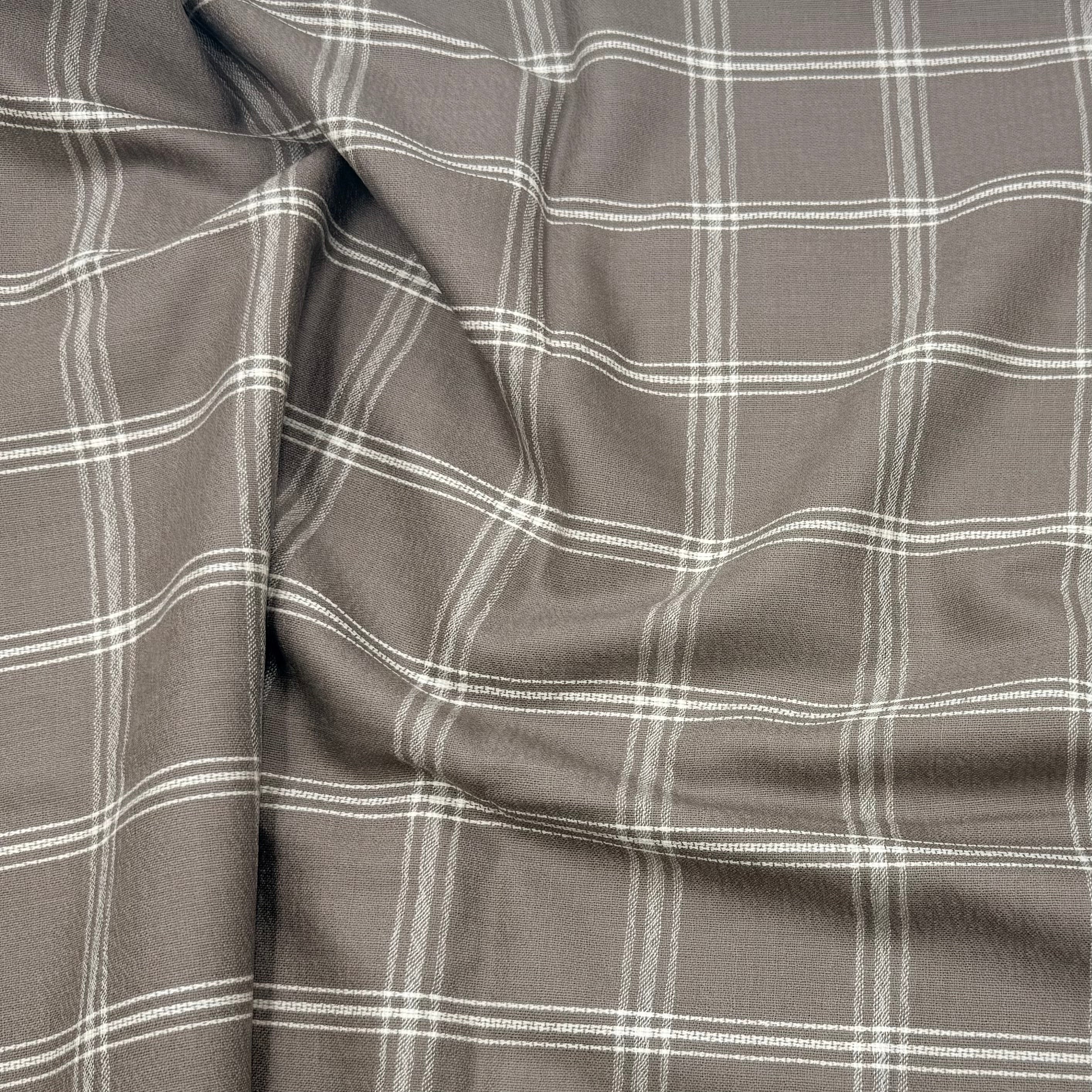 Wool Blend Suiting - Taupe Plaid (WSW0788)
