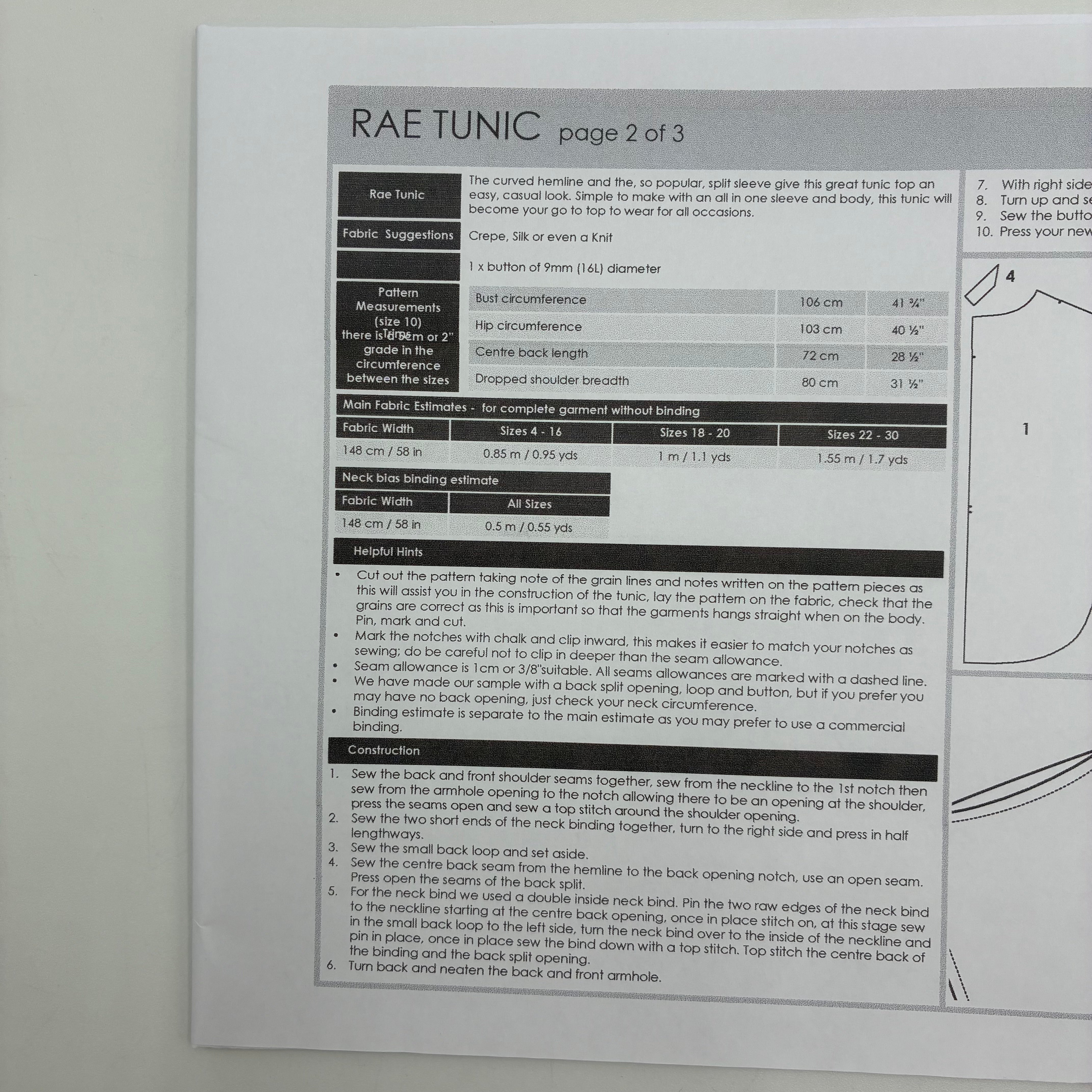 Style Arc Pattern - Rae Tunic (NPA0317)