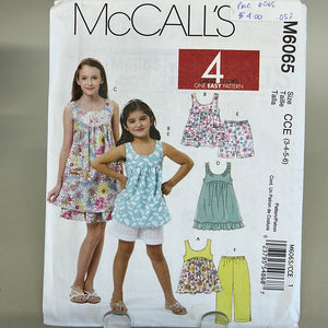 MCCALL'S Pattern, Children's and Girl's Top, Dresses, Shorts and Pants (PMC6065)