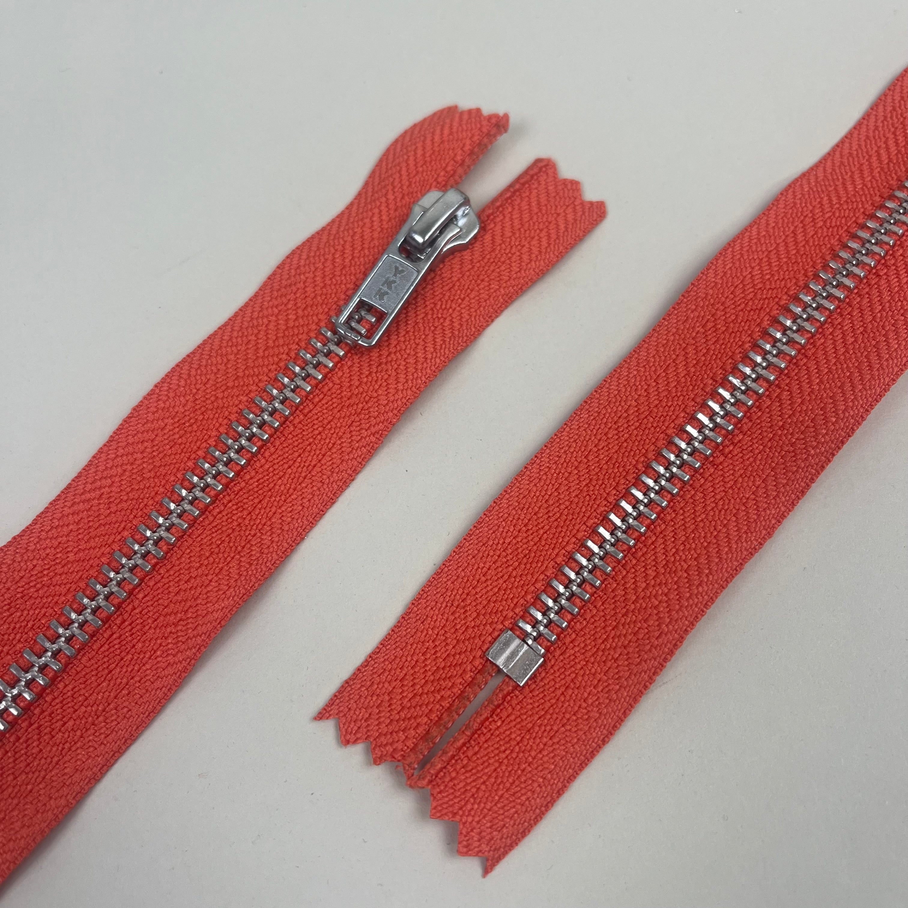 Closed-End Metal Zipper - Coral & Silver 20.5" (NZP0338)