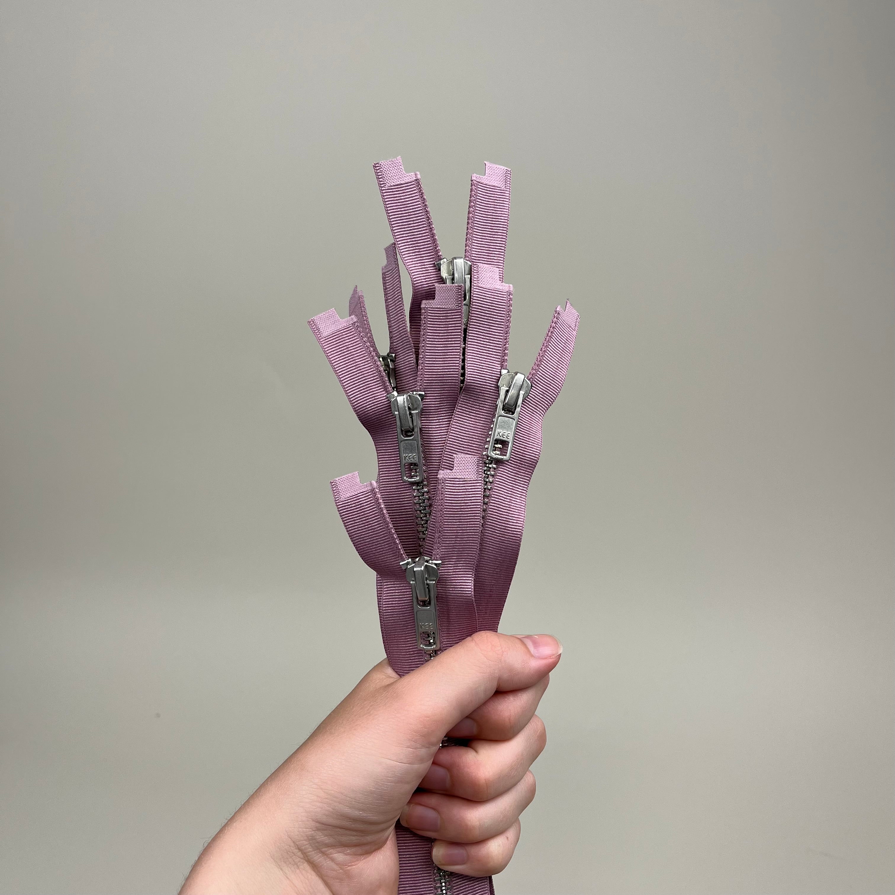 Separating Metal Zipper - Pink Mauve & Silver 18" (NZP0476)